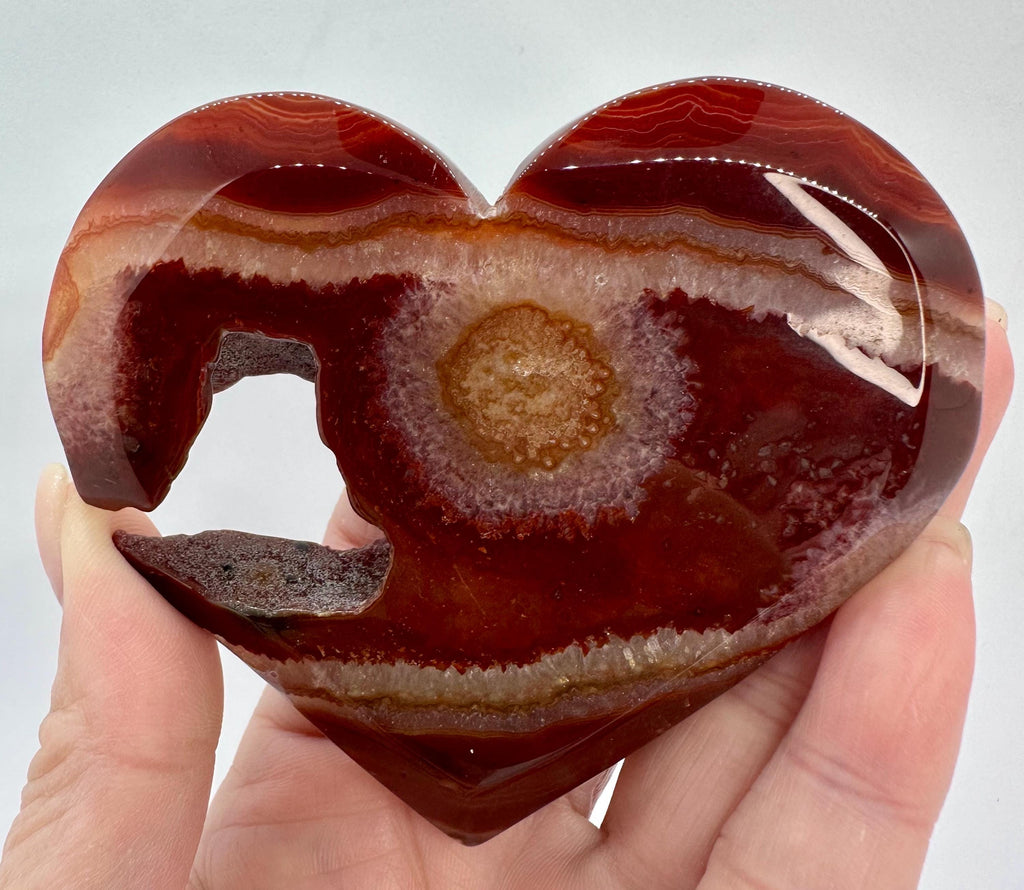 Carnelian Druzy Heart Carving with Bonus Flame