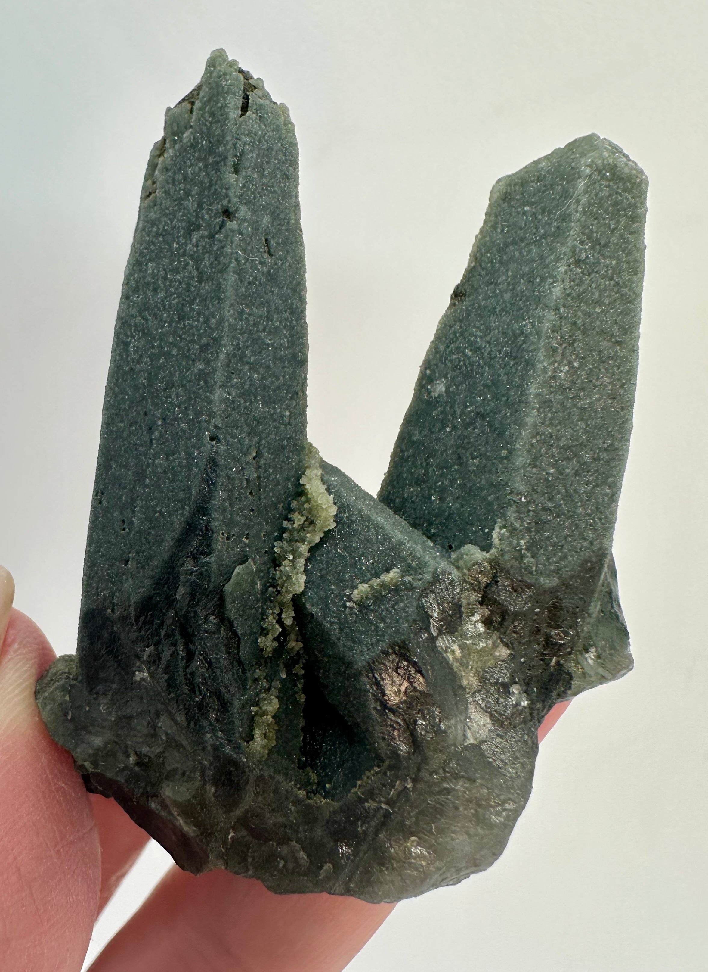 Green Actinolite Twin Point Cluster from Inner Mongolia