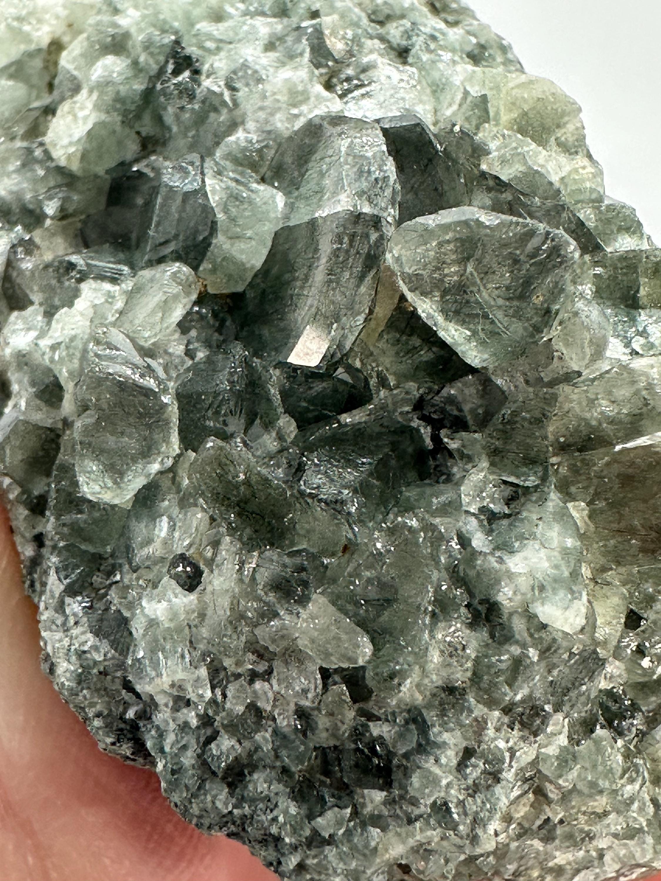 139 Grams Fluorapatite Cluster with Actinolite Inclusions on Host Rock from Hunza Valley, Gilgit-Baltistan, Pakistan