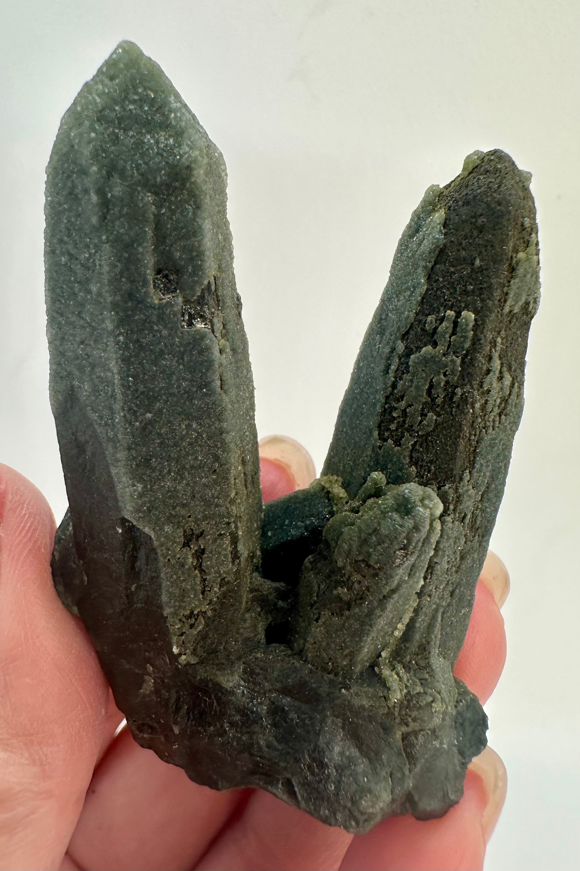 Green Actinolite Twin Point Cluster from Inner Mongolia
