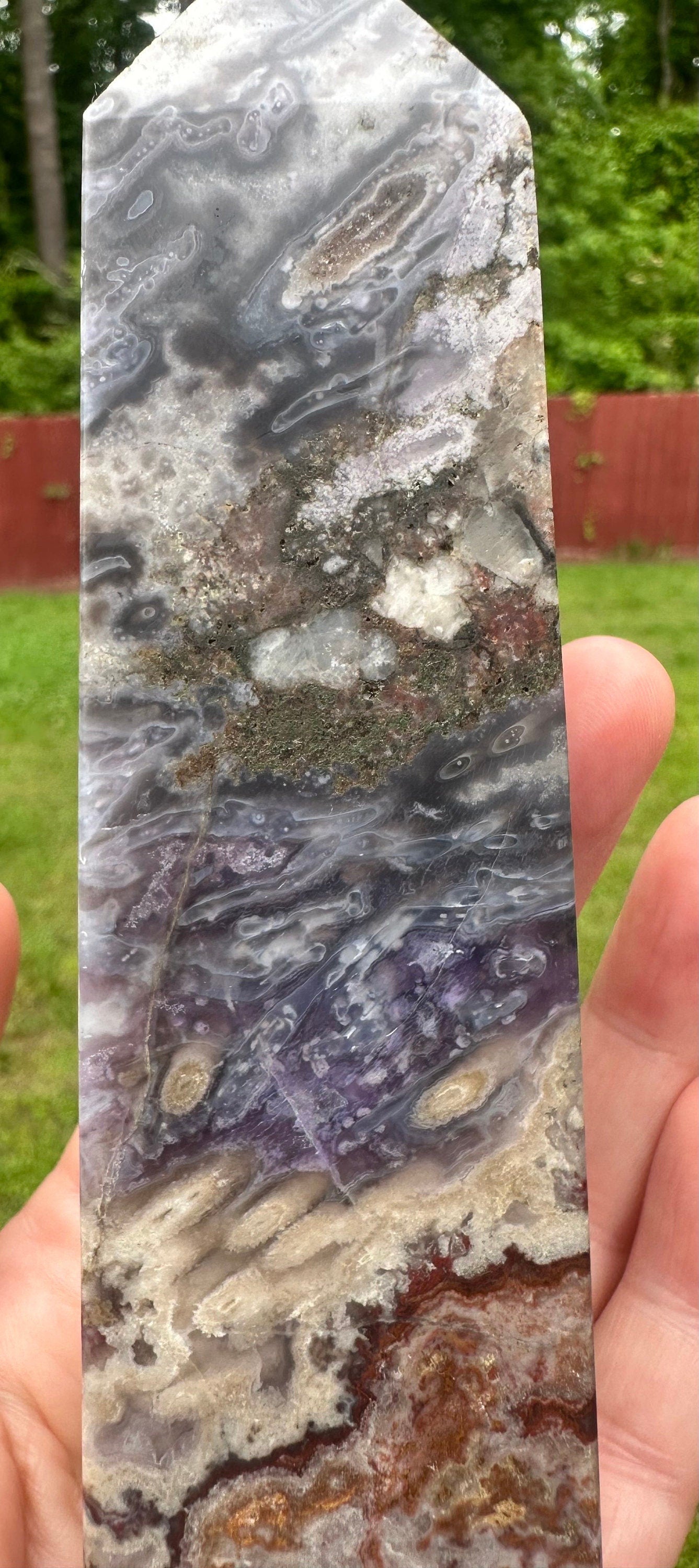 315 Grams Unique and Beautiful Purple Crazy Lace Agate Tower