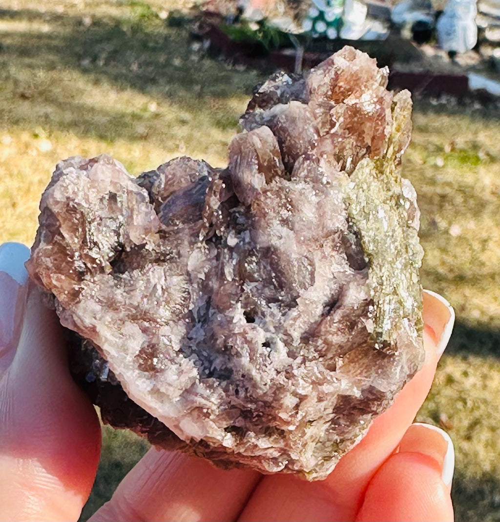 155 grams of Axinite Crystal bunch with Quartz over Epidote matrix from Skardu, Pakistan