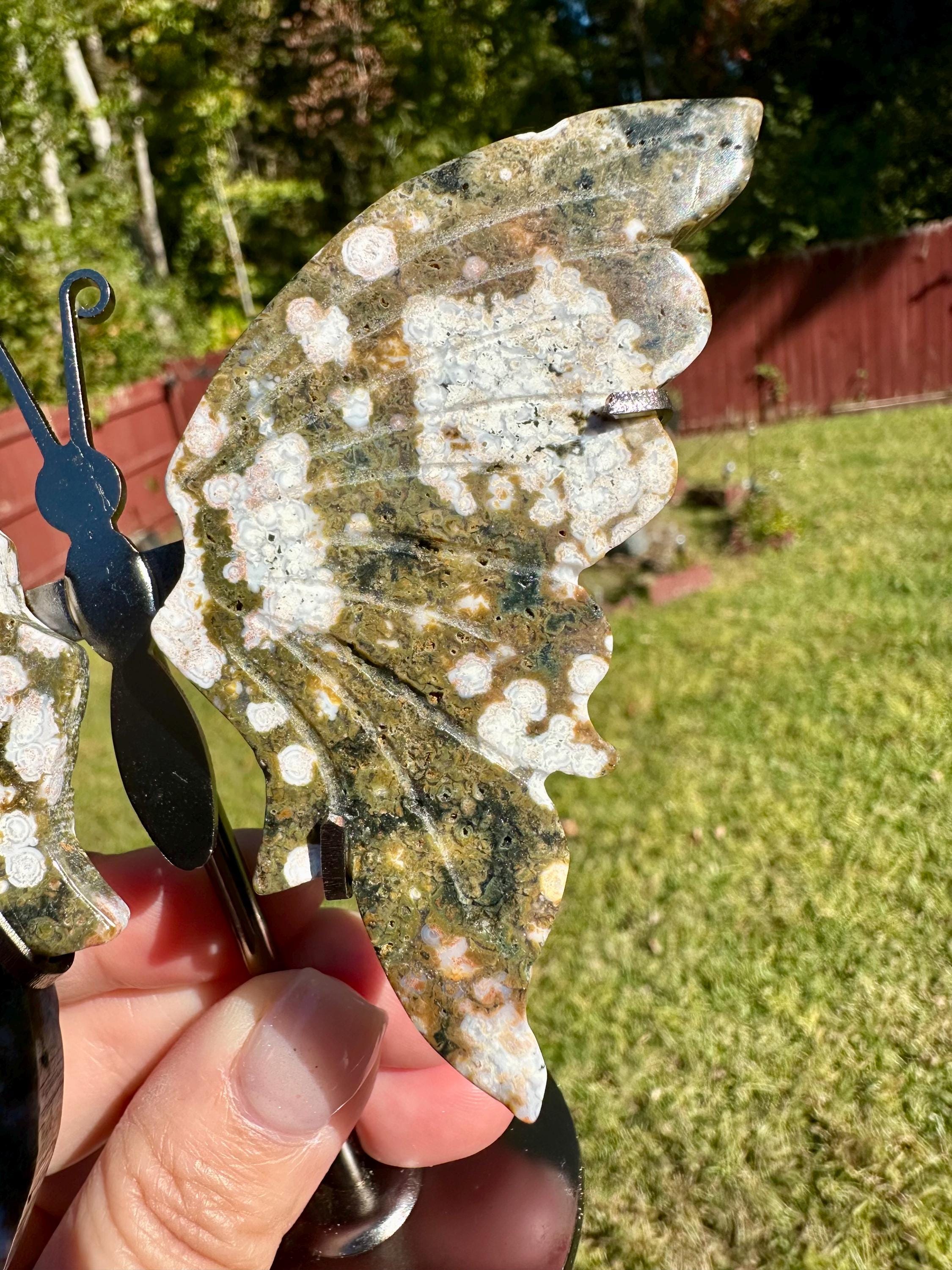 Orbicular Ocean Jasper Butterfly & Tower Set