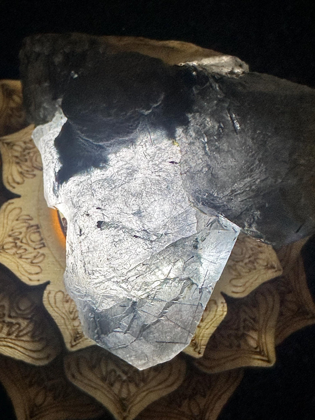 50 Grams of Blue / Black Riebeckite included Quartz From Pakistan