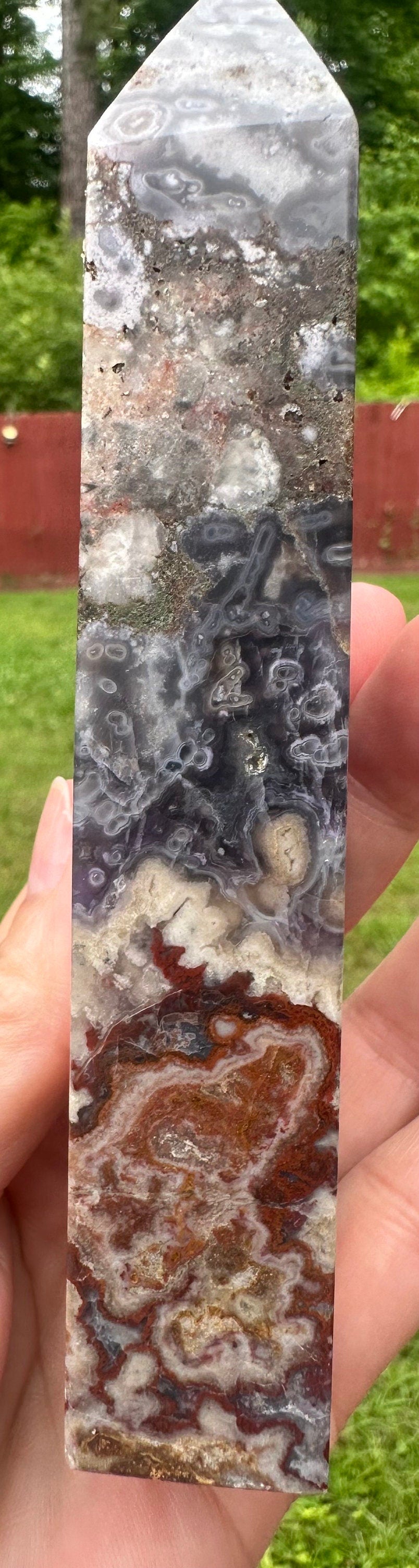 315 Grams Unique and Beautiful Purple Crazy Lace Agate Tower