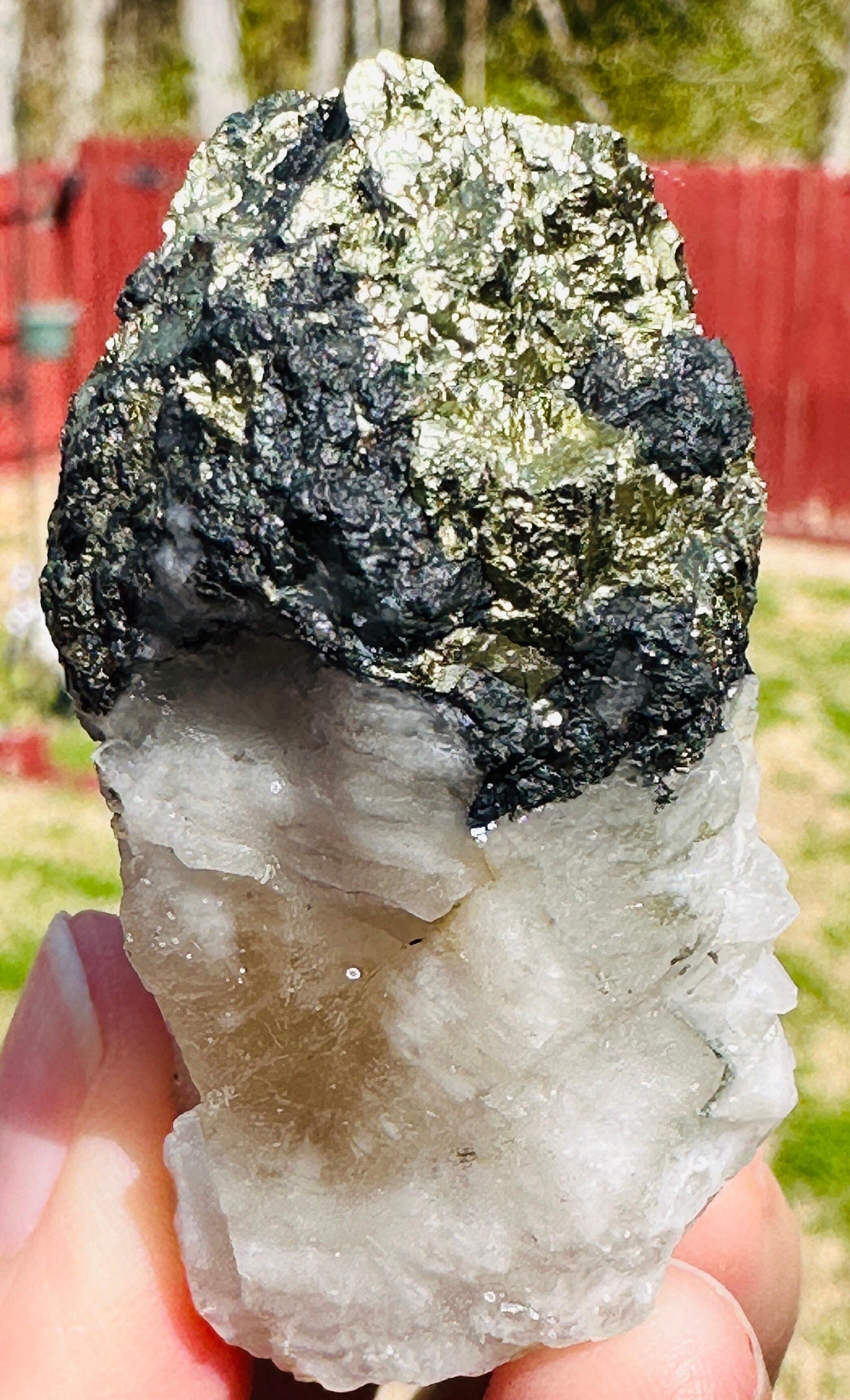 51 Grams Candle Quartz on a Chalcopyrite over Spharelite Matrix from Madagascar