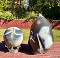 Orca Agate Puffy Heart, Flame and Sphere Set from Madagascar