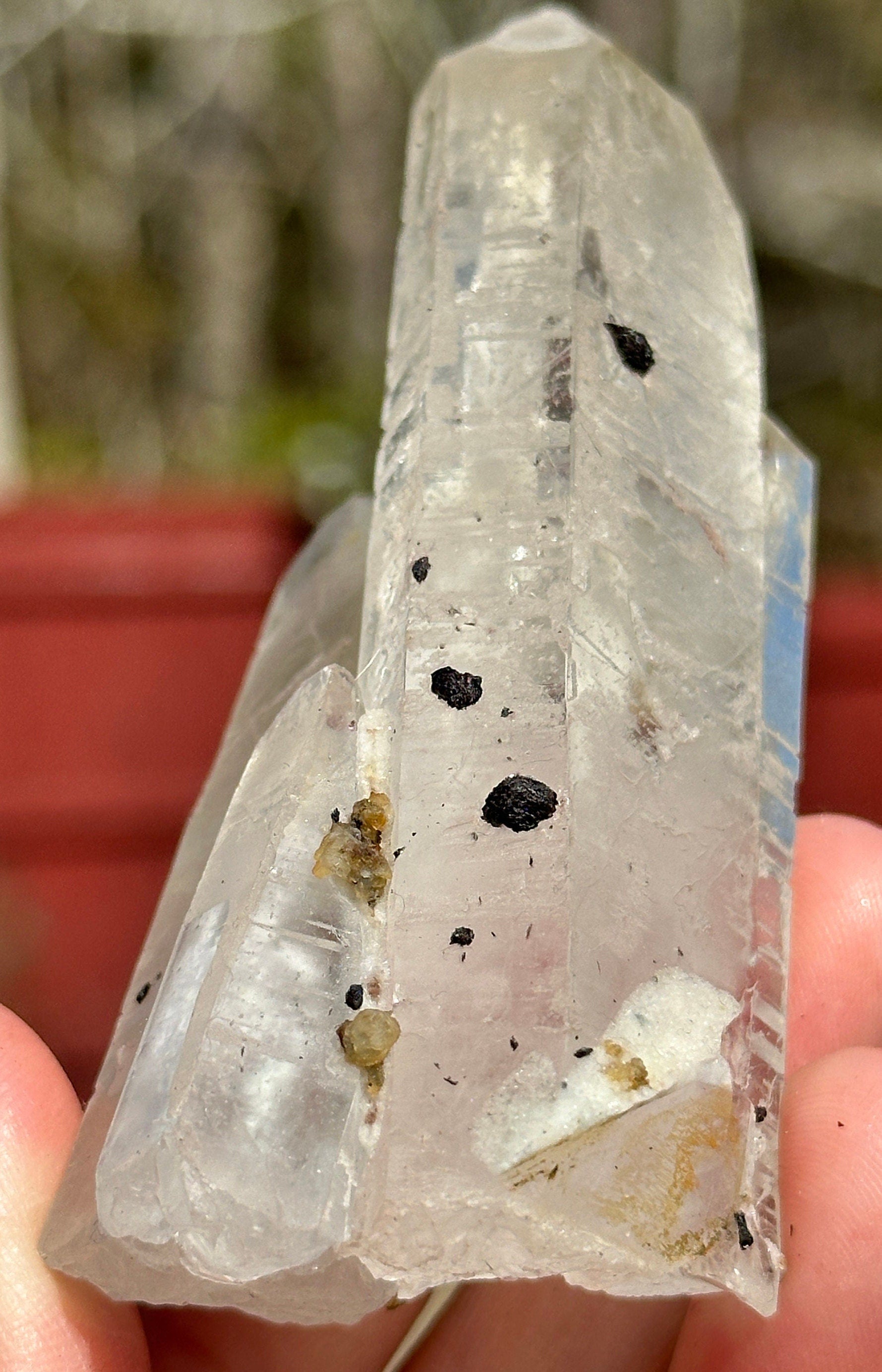 125 Grams Clear Quartz Point with mini Specularite Rosettes