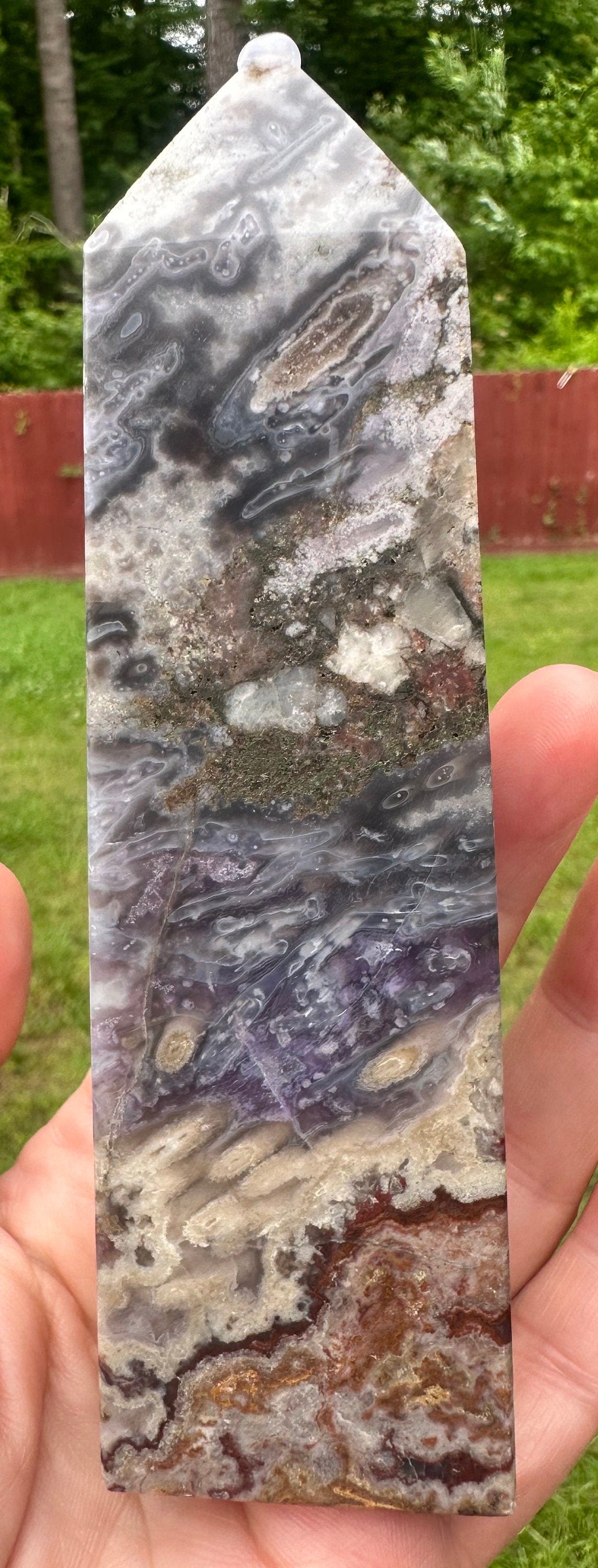 315 Grams Unique and Beautiful Purple Crazy Lace Agate Tower