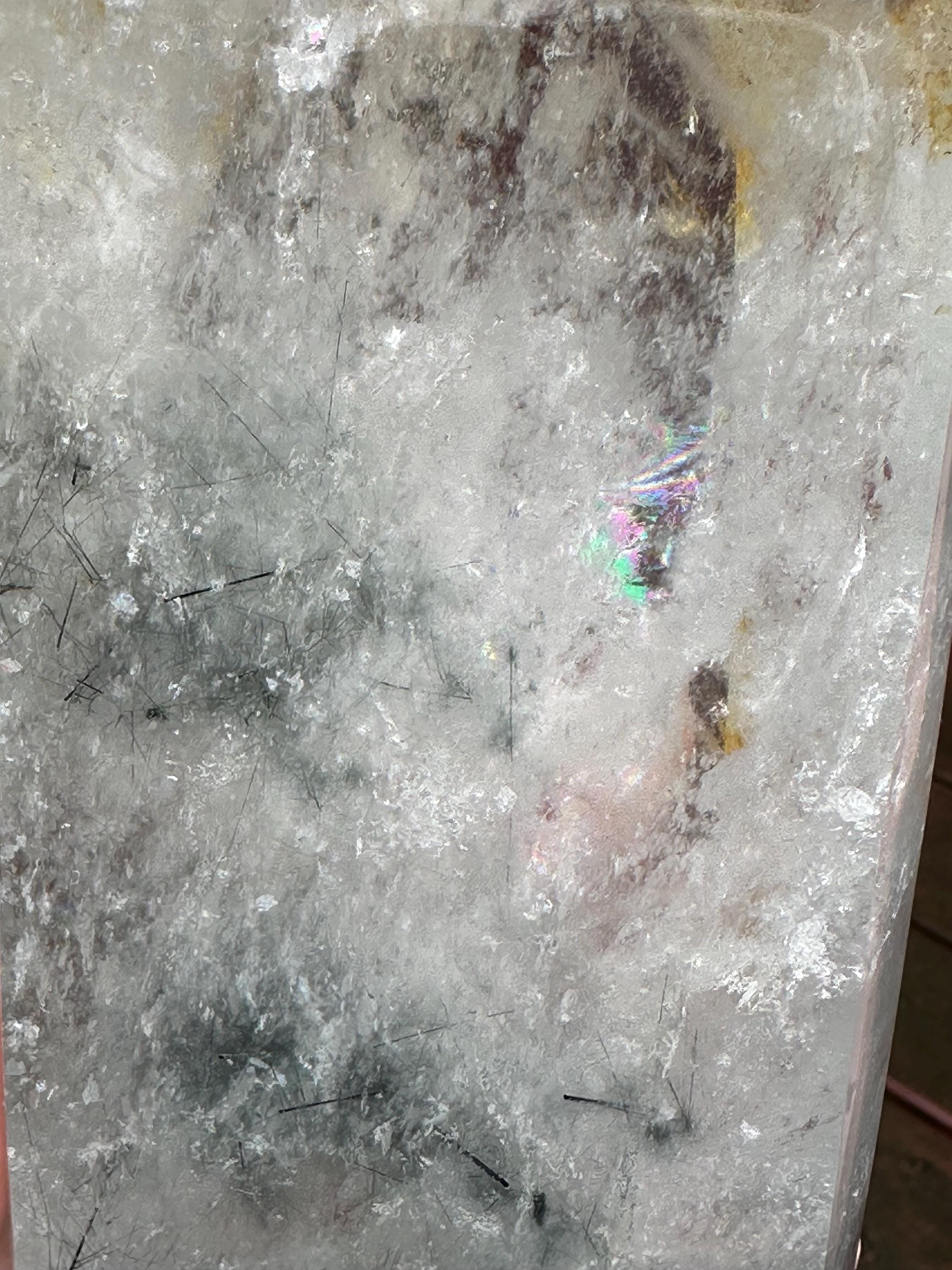 1187 Grams Storm in the Garden, Polished Garden Quartz with Black Needle Inclusion from Brazil