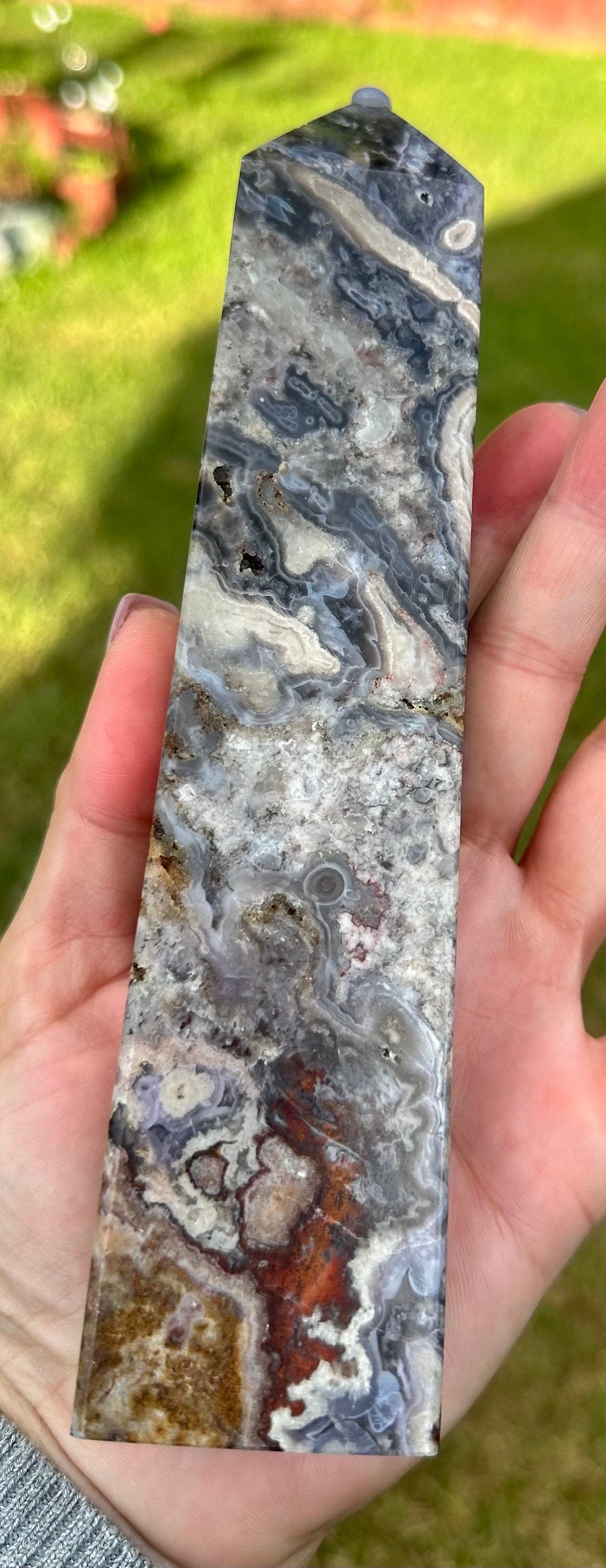 514 Grams Unique and Beautiful Purple Crazy Lace Agate Tower