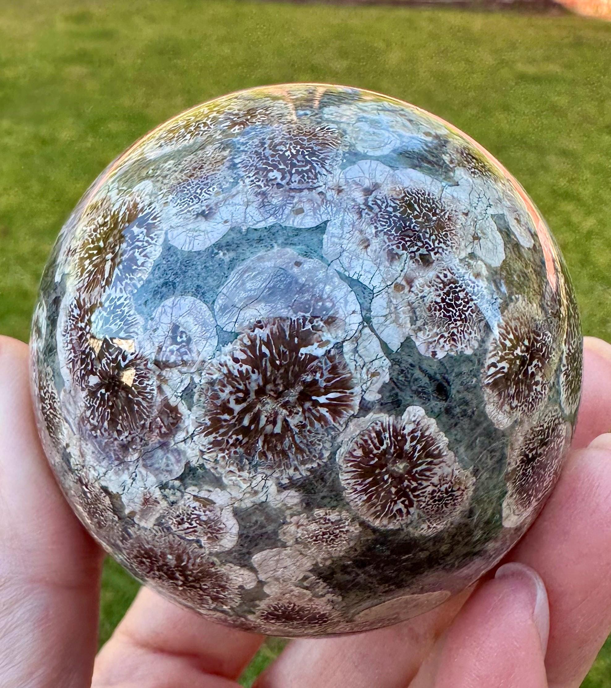 Beautiful Russian Flower Agate Angel Wings & Sphere Set sourced from Madagascar