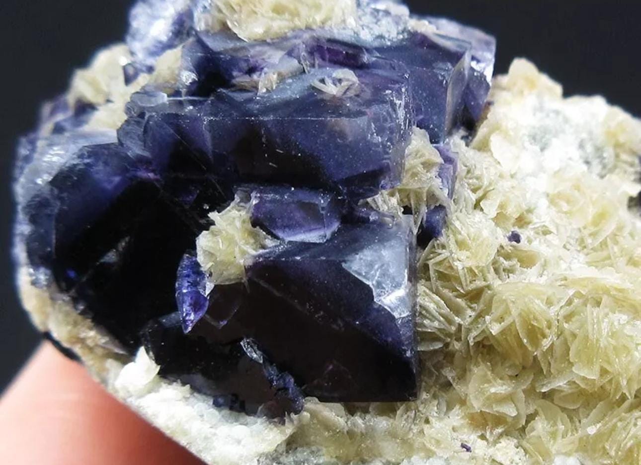 130 Grams Deep Purple Cubic Fluorite with Siderite sourced from Inner Mongolia, China