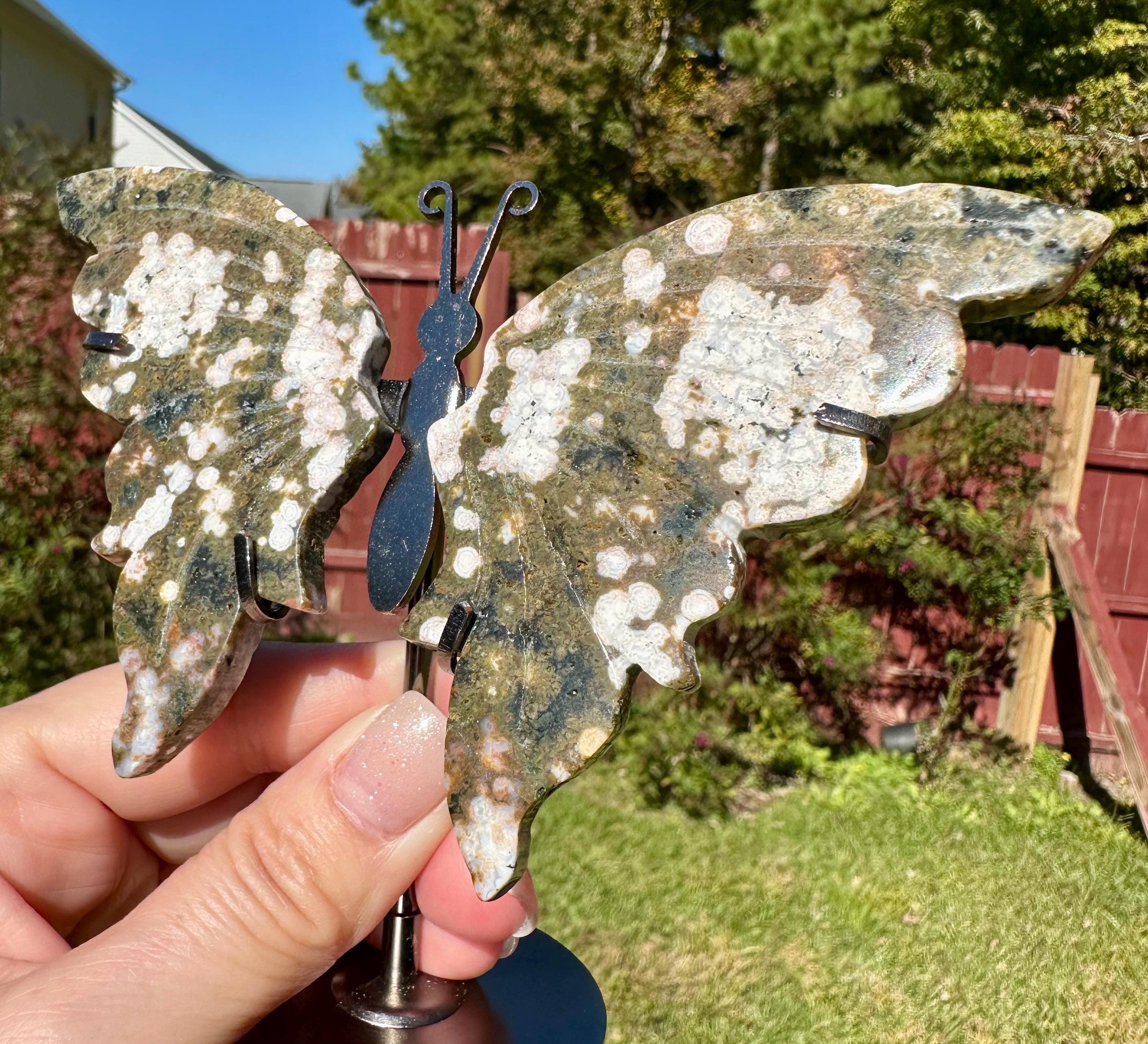 Orbicular Ocean Jasper Butterfly & Tower Set