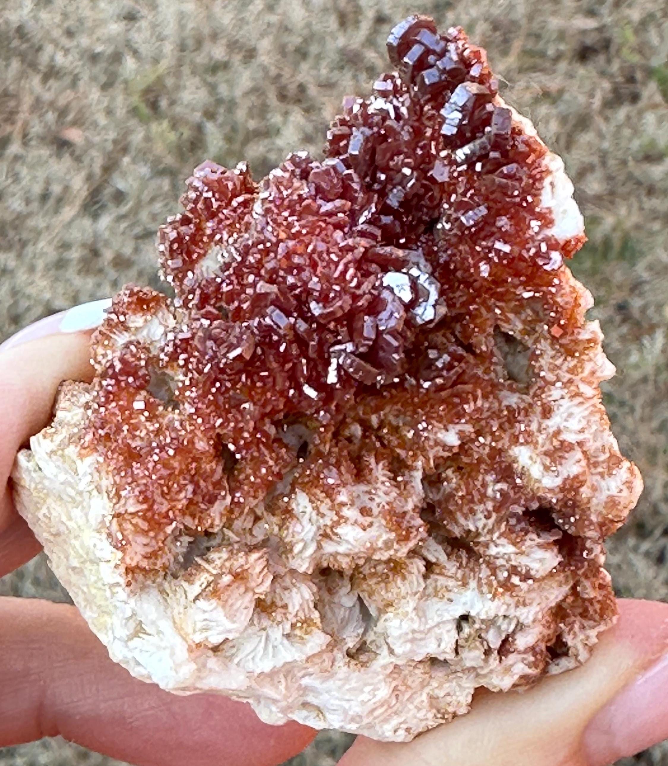 132 Grams Lustrous Vibrant Red and Orange Vanadinite from Morocco