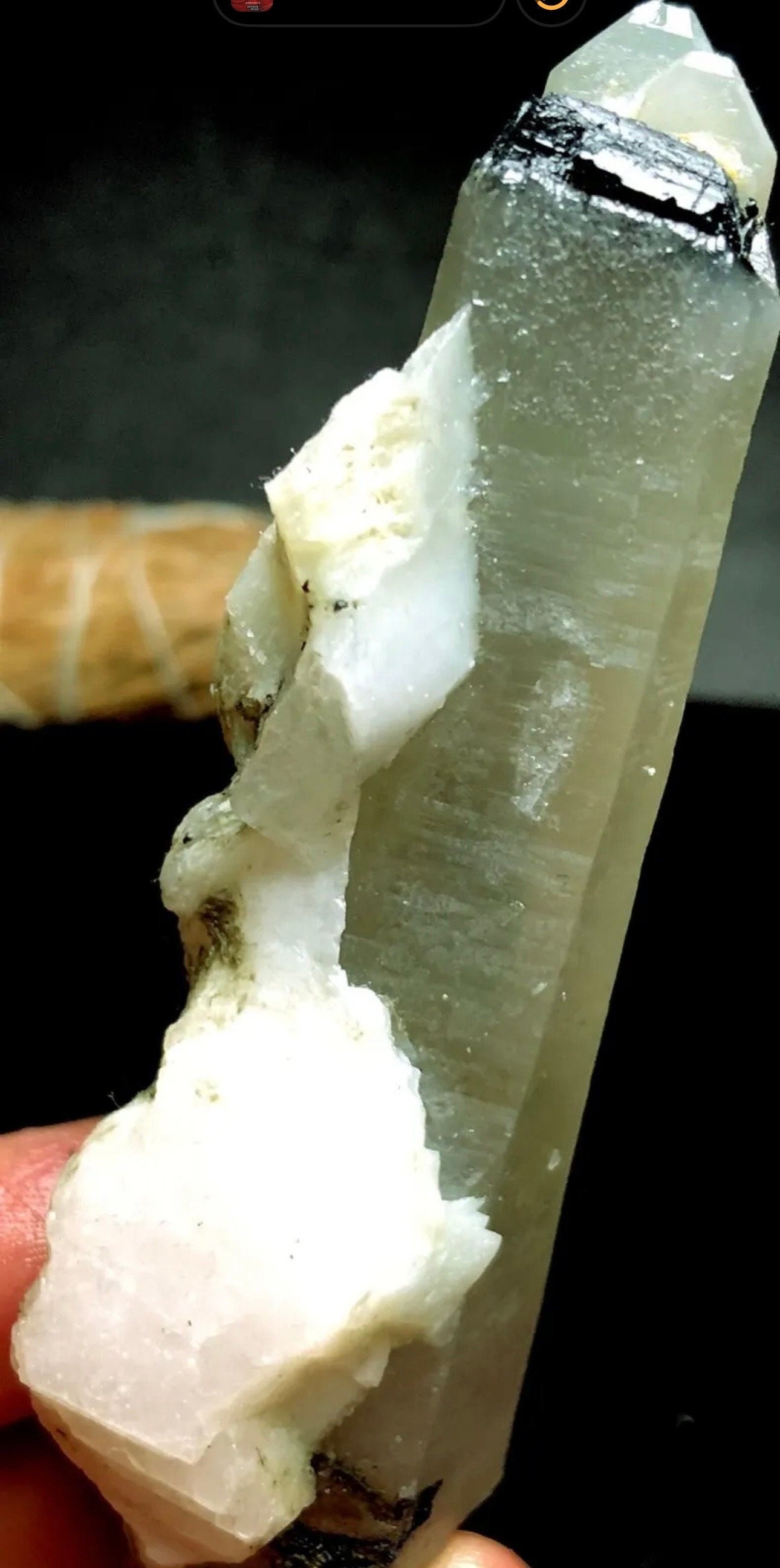 70 Grams Beautiful ET Self-healed Prase Quartz w Black Tourmaline included and Feldspar From Inner Mongolia