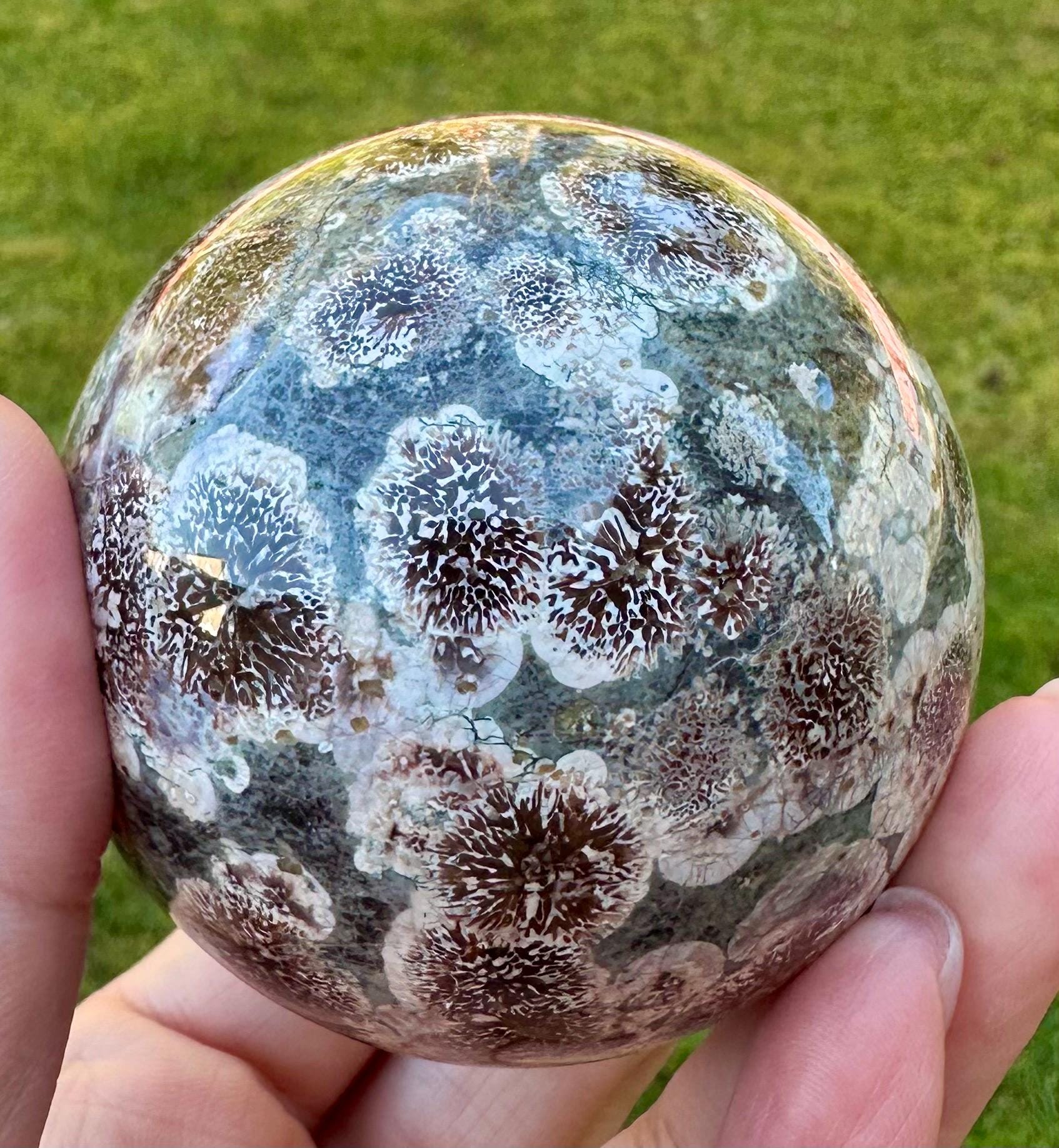Beautiful Russian Flower Agate Angel Wings & Sphere Set sourced from Madagascar