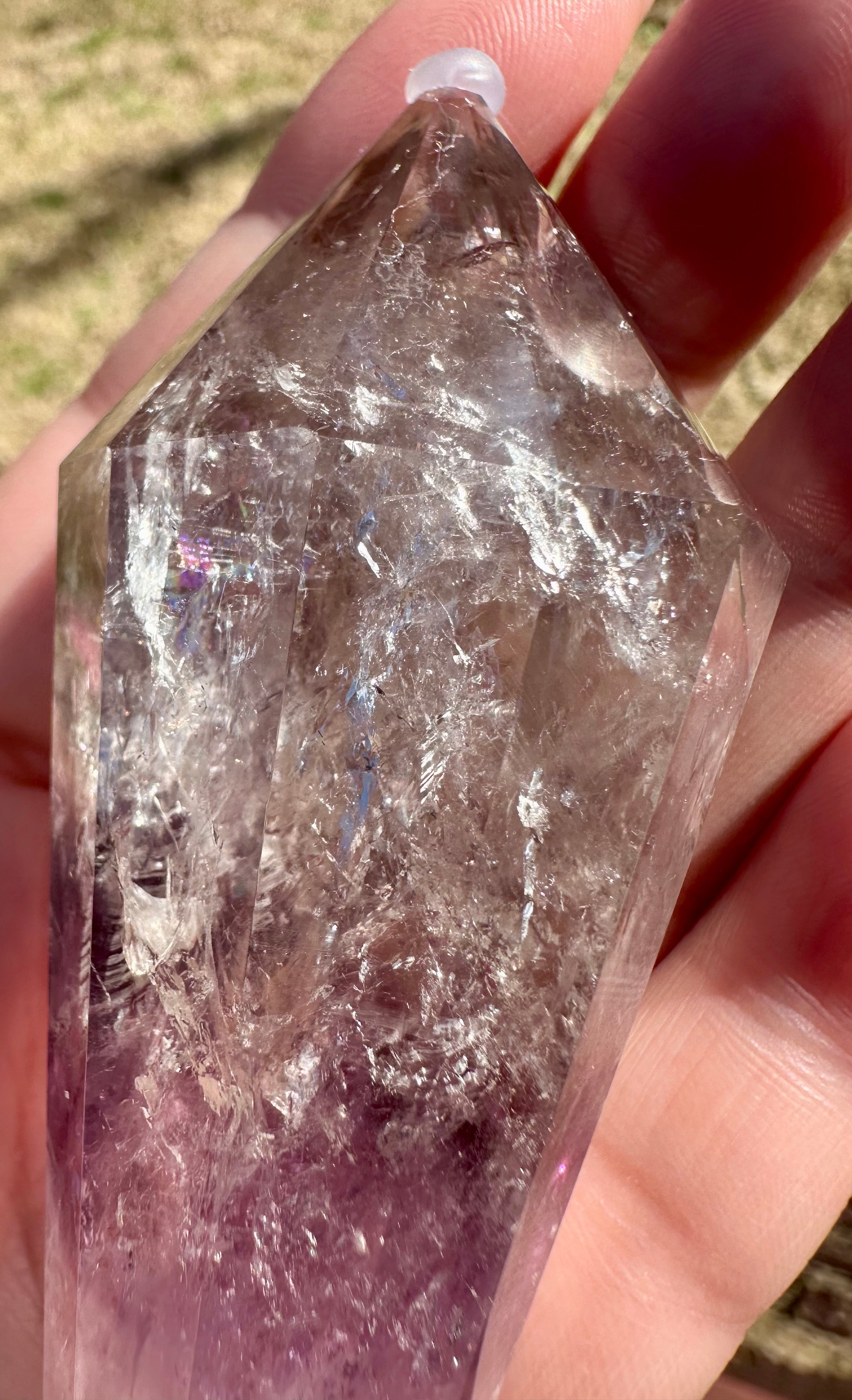 12-Sided Smoky Quartz Vogel Wand – Amethyst Phantom, Rainbows, Brazil