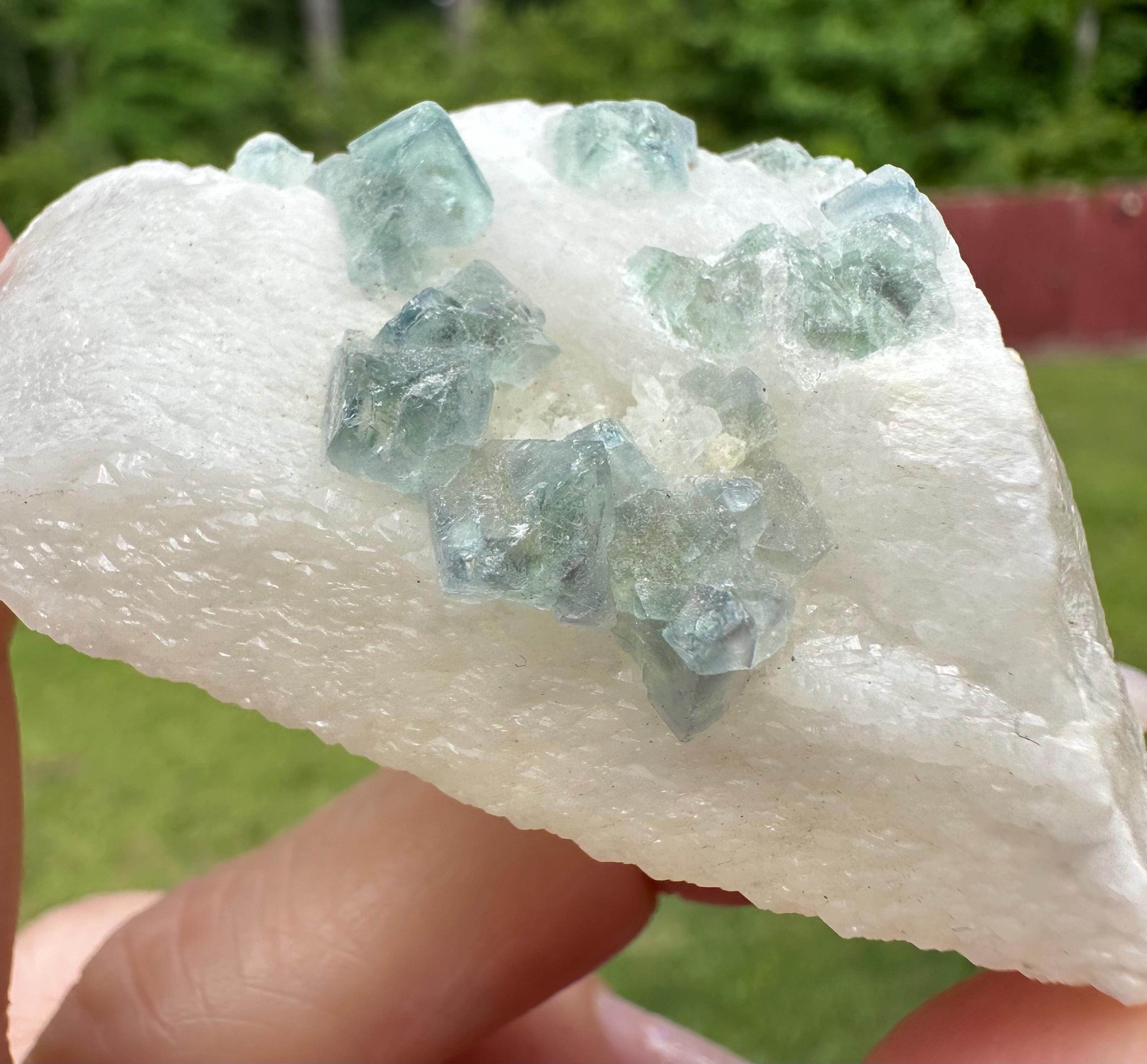 Natural Rare Green Octahedron Fluorite Crystal Mineral Specimen Huanggangliang