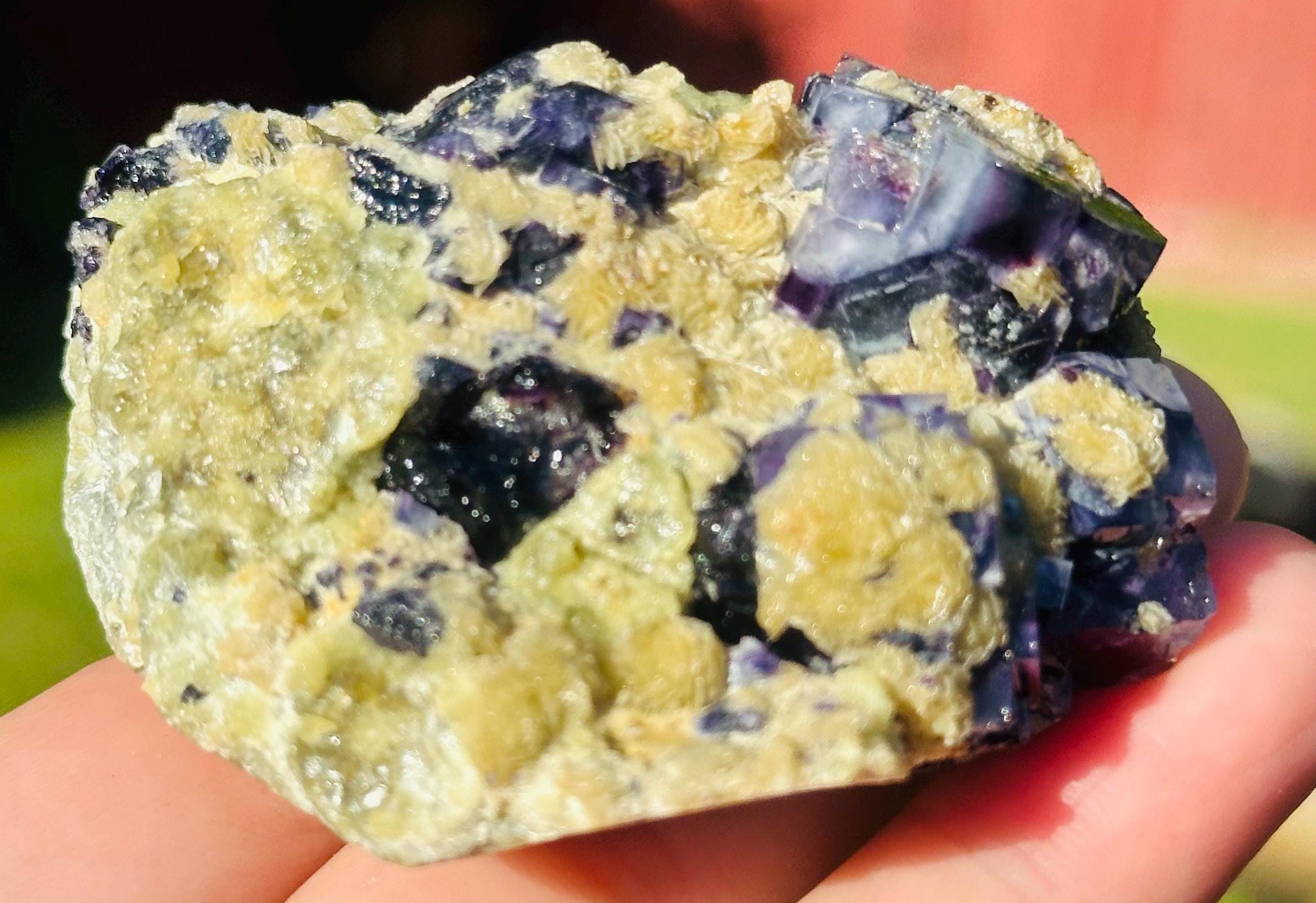 130 Grams Deep Purple Cubic Fluorite with Siderite sourced from Inner Mongolia, China