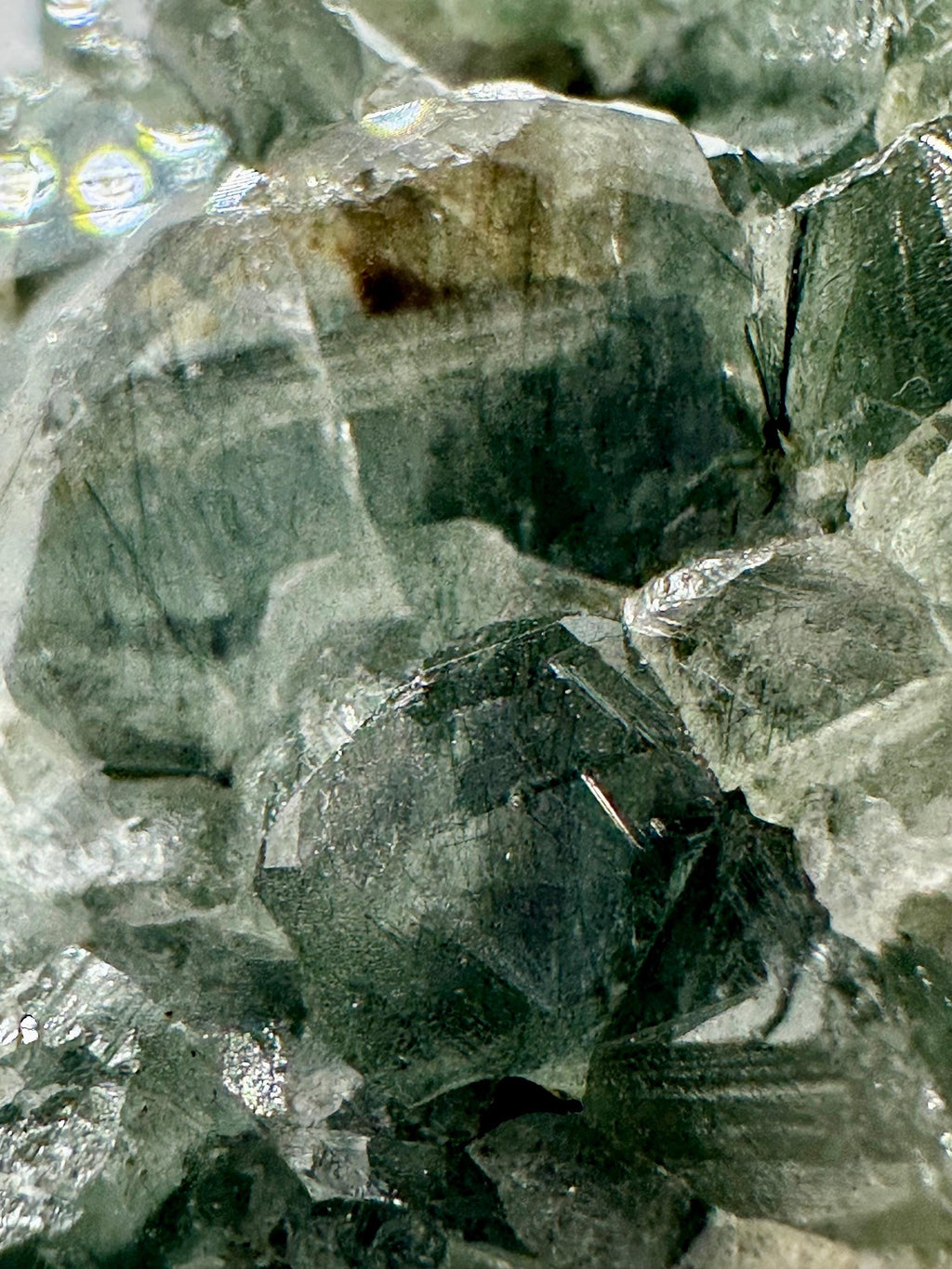 139 Grams Fluorapatite Cluster with Actinolite Inclusions on Host Rock from Hunza Valley, Gilgit-Baltistan, Pakistan