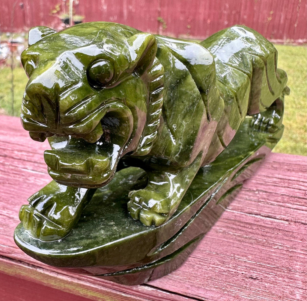1147 Grams Nephrite Jade Tiger Carving – Guardian of Vitality and Grace