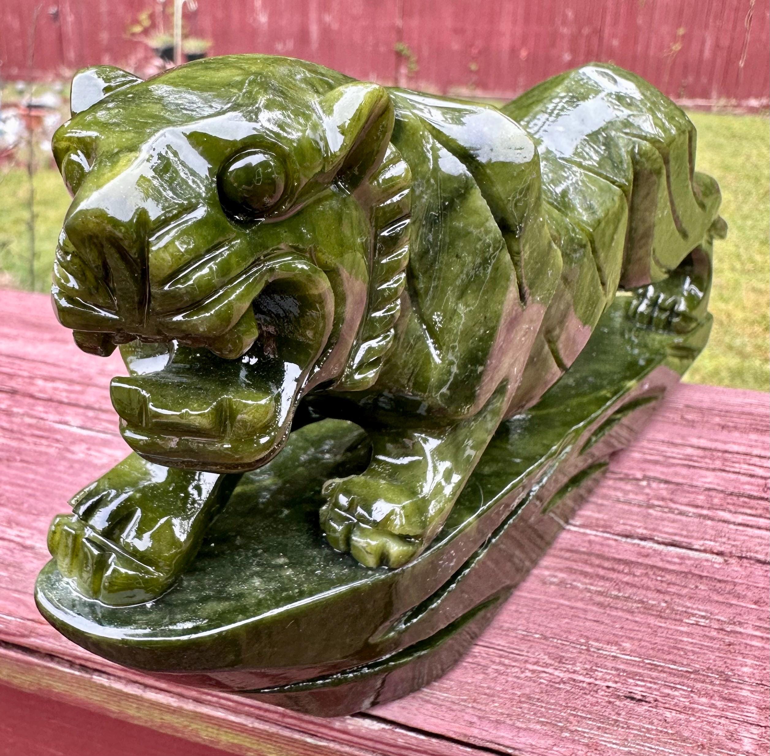 1147 Grams Nephrite Jade Tiger Carving – Guardian of Vitality and Grace