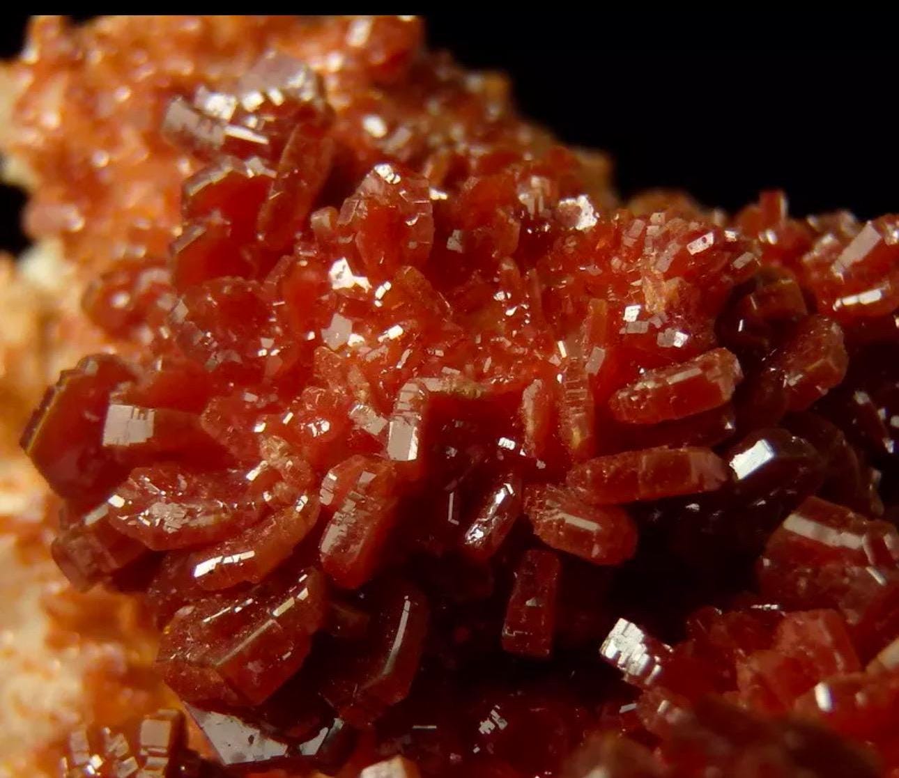 132 Grams Lustrous Vibrant Red and Orange Vanadinite from Morocco