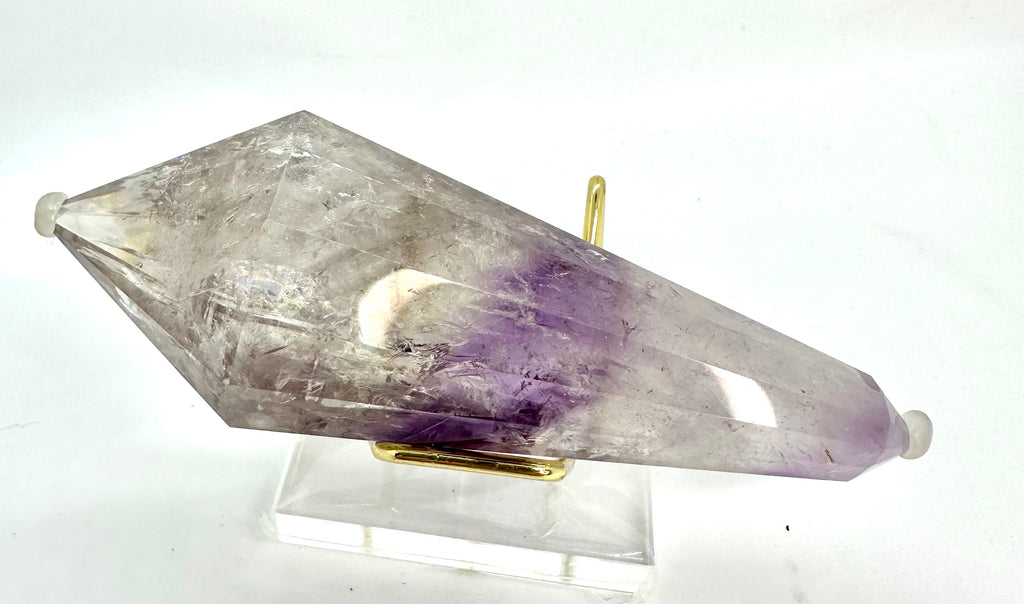 12-Sided Smoky Quartz Vogel Wand – Amethyst Phantom, Rainbows, Brazil