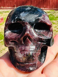 450 Grams Power House of Garnet in Arfvedsonite Skull Carving