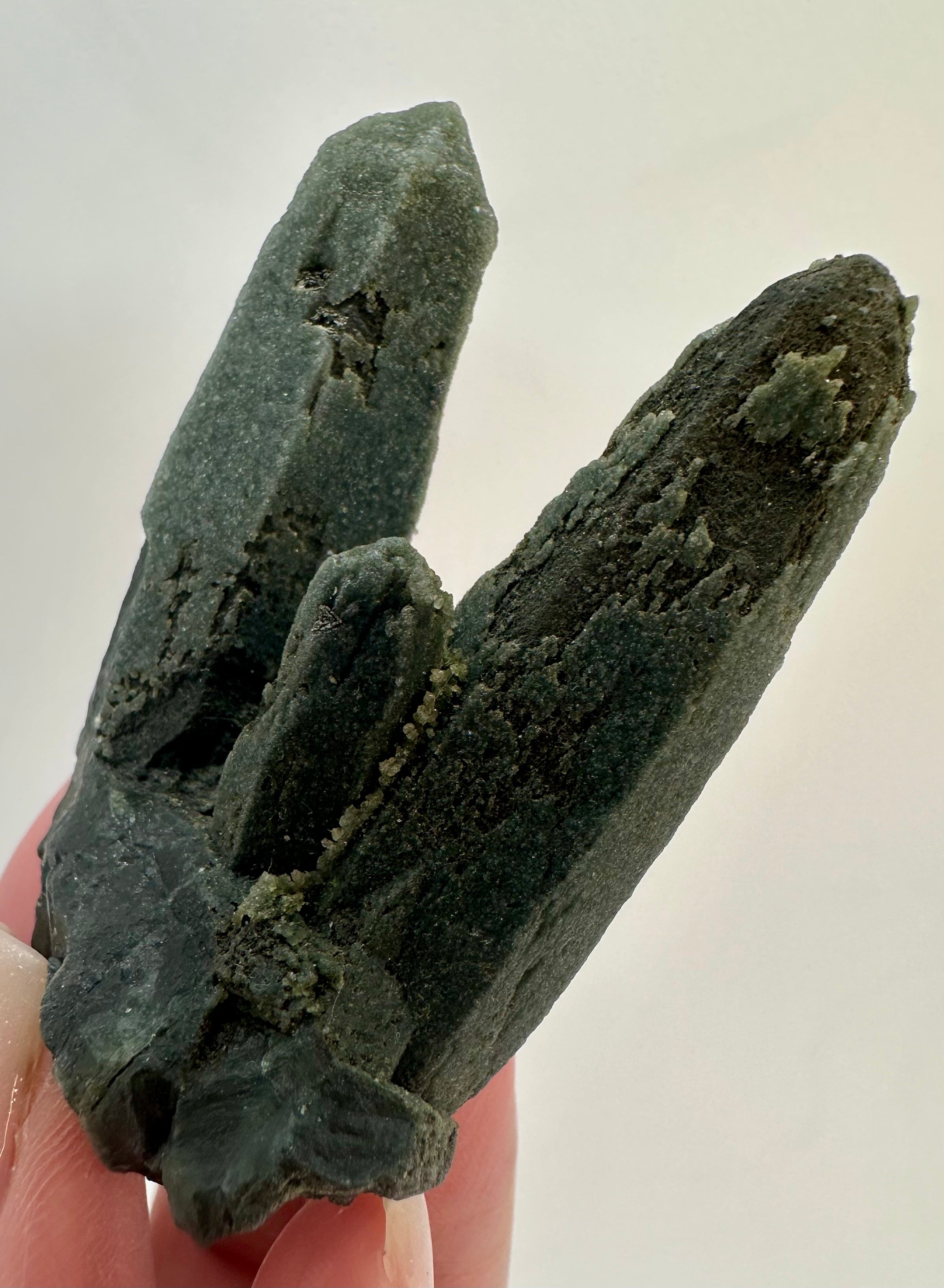 Green Actinolite Twin Point Cluster from Inner Mongolia