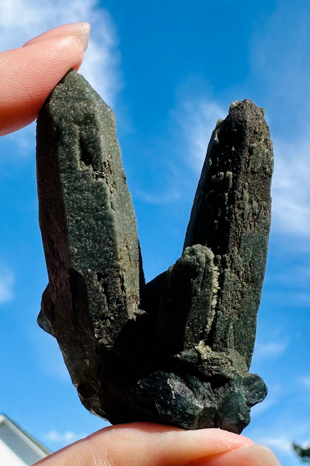 Green Actinolite Twin Point Cluster from Inner Mongolia