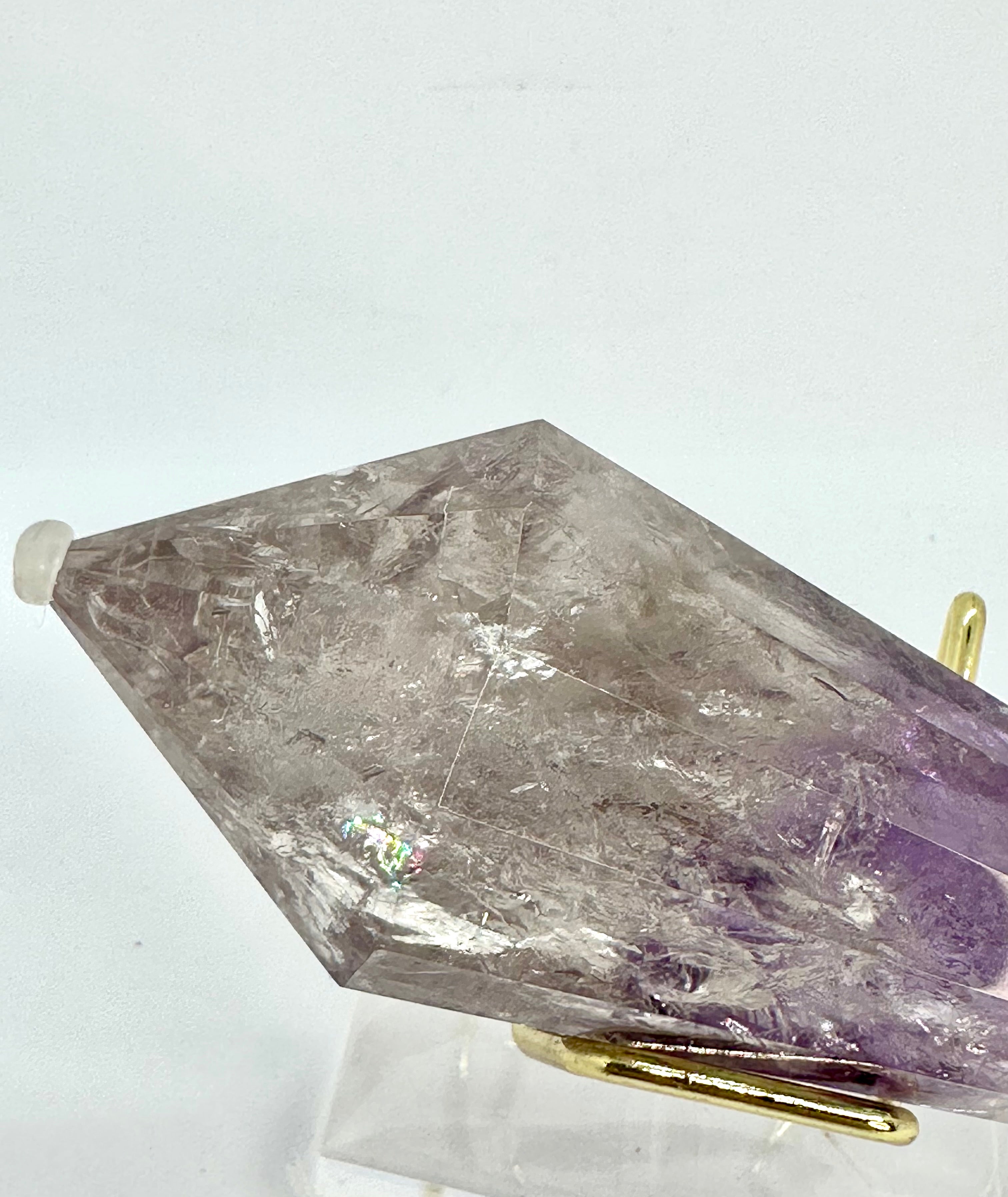 12-Sided Smoky Quartz Vogel Wand – Amethyst Phantom, Rainbows, Brazil