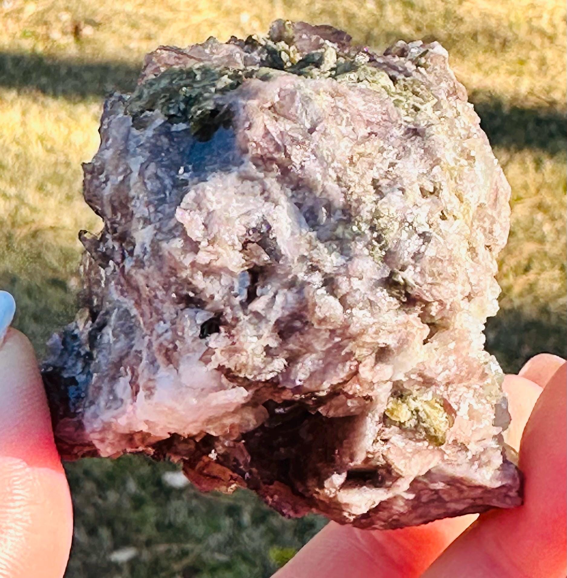 155 grams of Axinite Crystal bunch with Quartz over Epidote matrix from Skardu, Pakistan