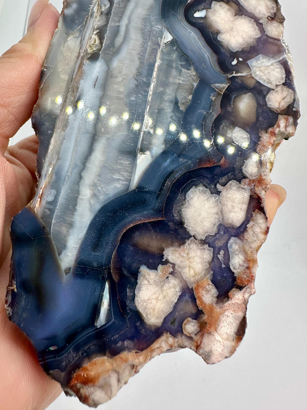 412 Grams Dark Blue Flower Agate Slab from Madagascar