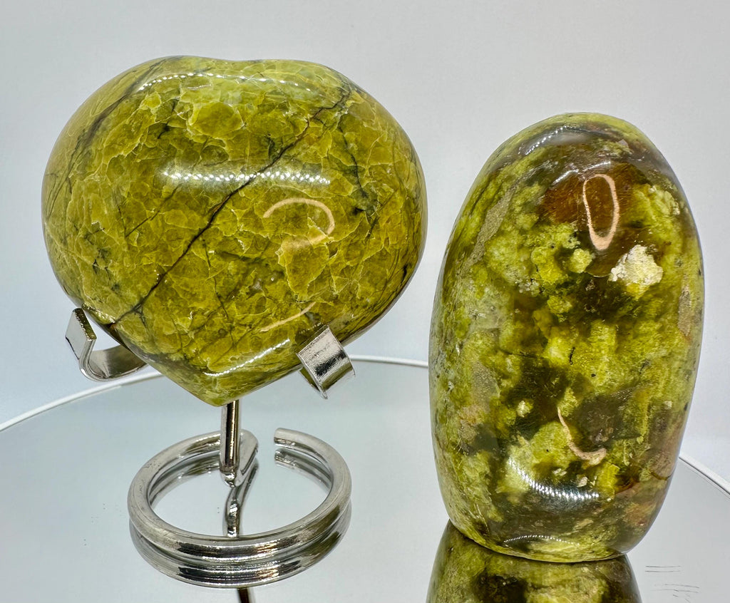 Green Opal Puffy Heart & Free Form Set from Madagascar
