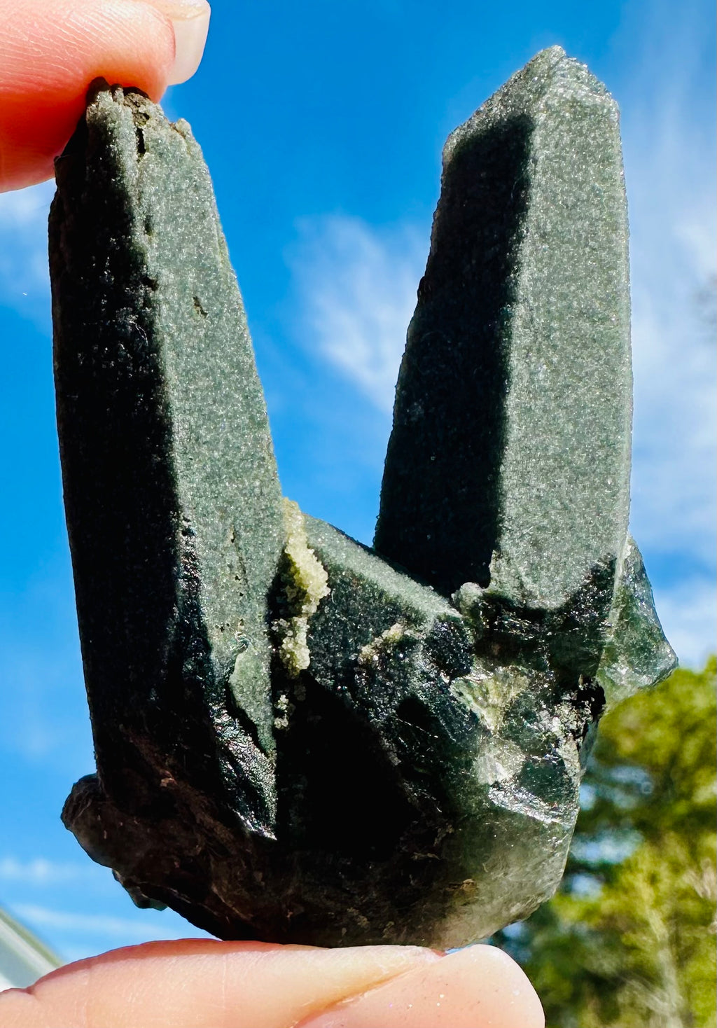 Green Actinolite Twin Point Cluster from Inner Mongolia
