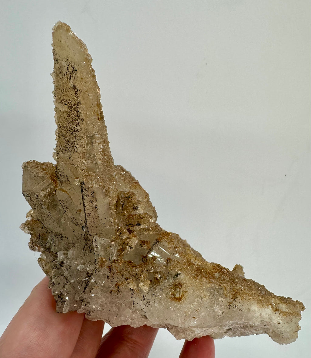 Recent Discovered Tan Micro‑Apophyllite Encrusting Quartz — Fengjiashan Mine, Hubei, China