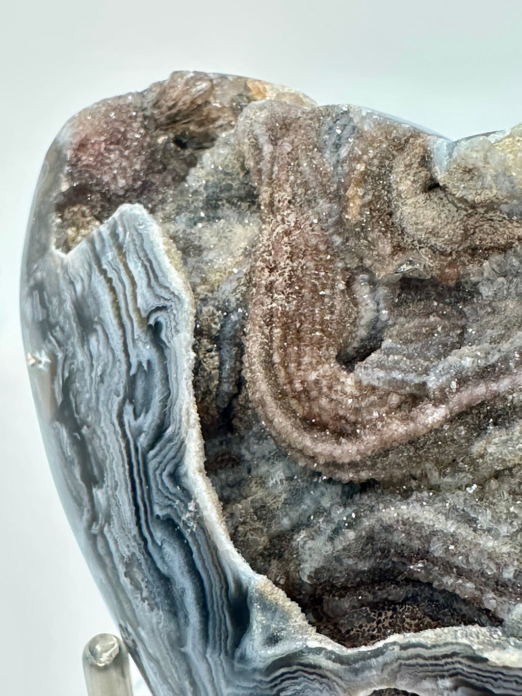 Dark Banded Agate Drusy Heart, Madagascar