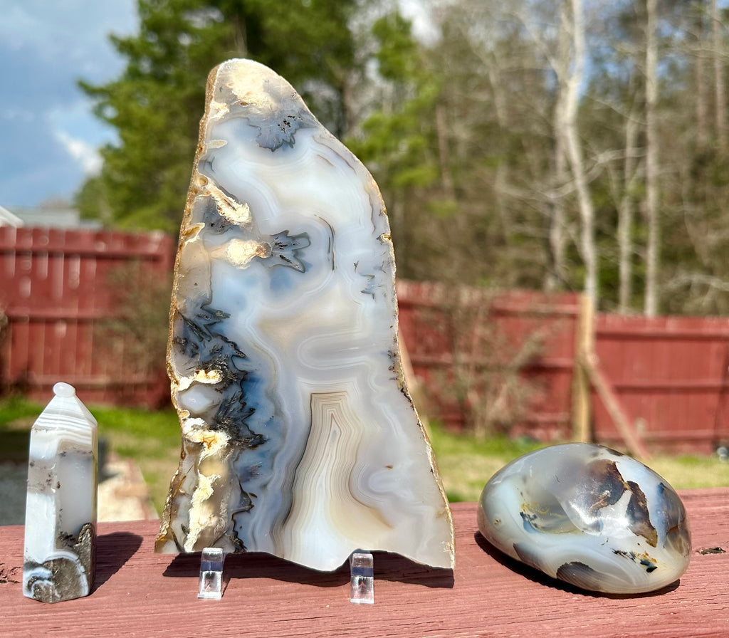 Dendritic Agate Set — Slab, Freeform & Point from Madagascar