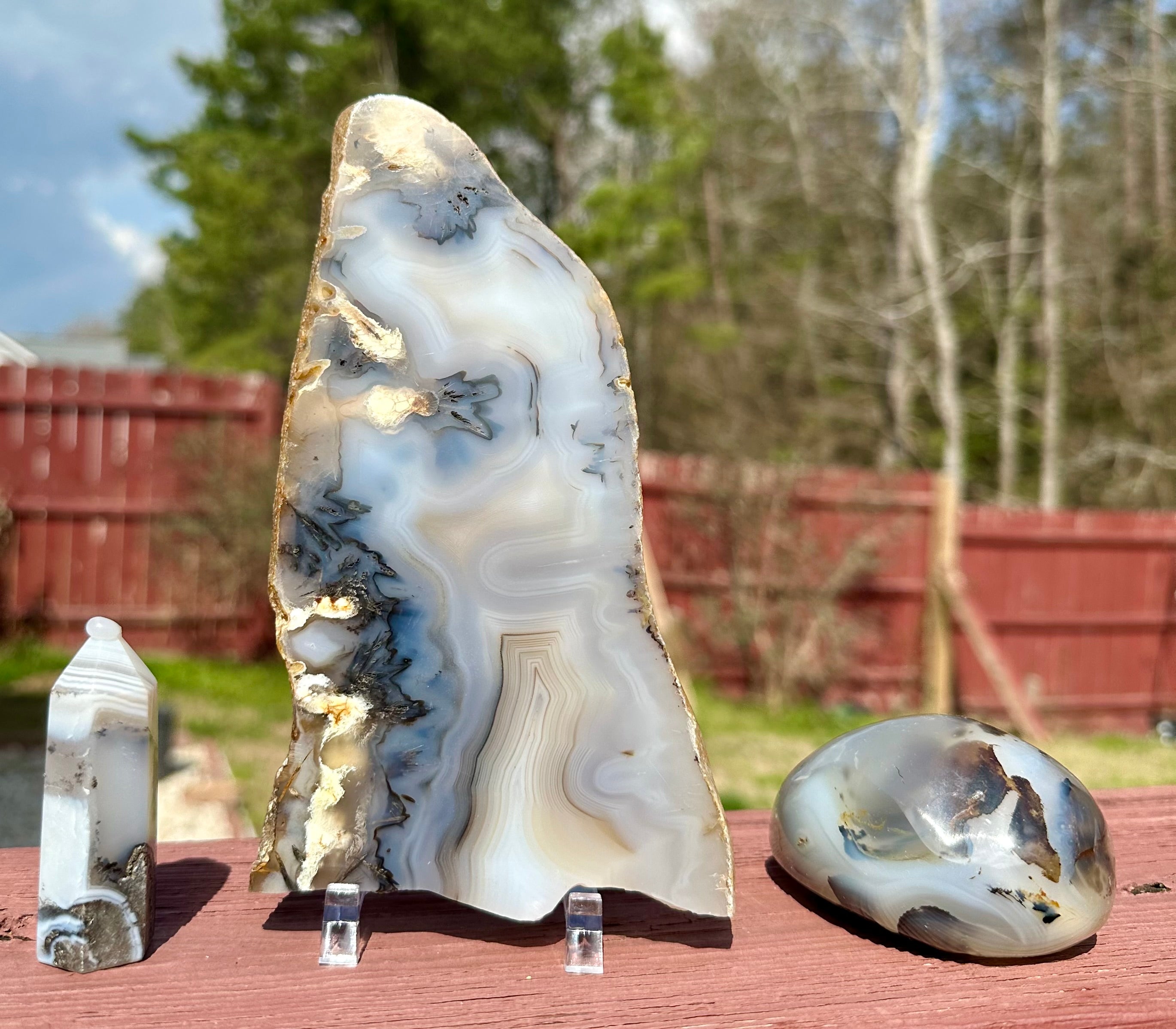 Dendritic Agate Set — Slab, Freeform & Point from Madagascar