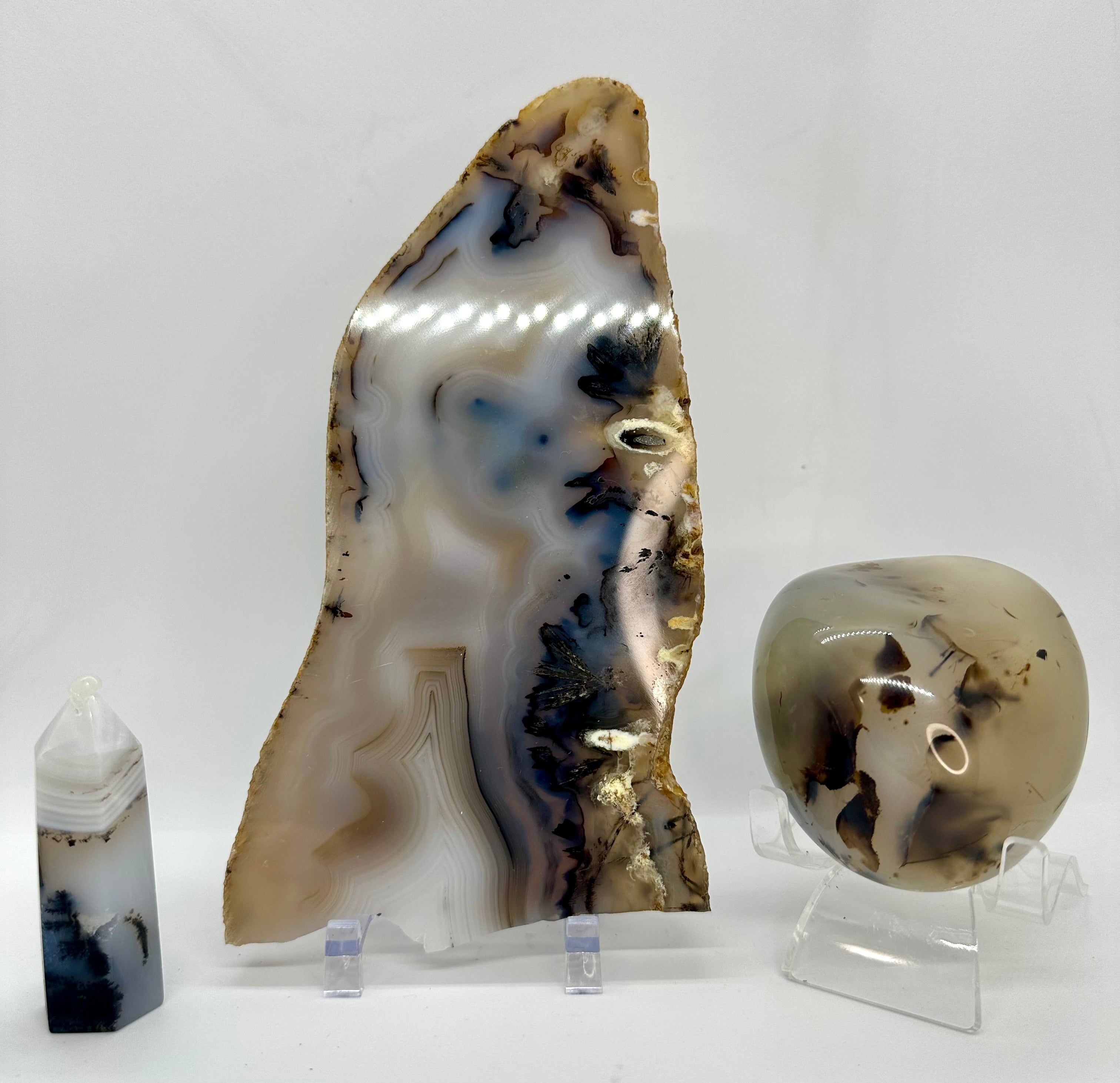 Dendritic Agate Set — Slab, Freeform & Point from Madagascar