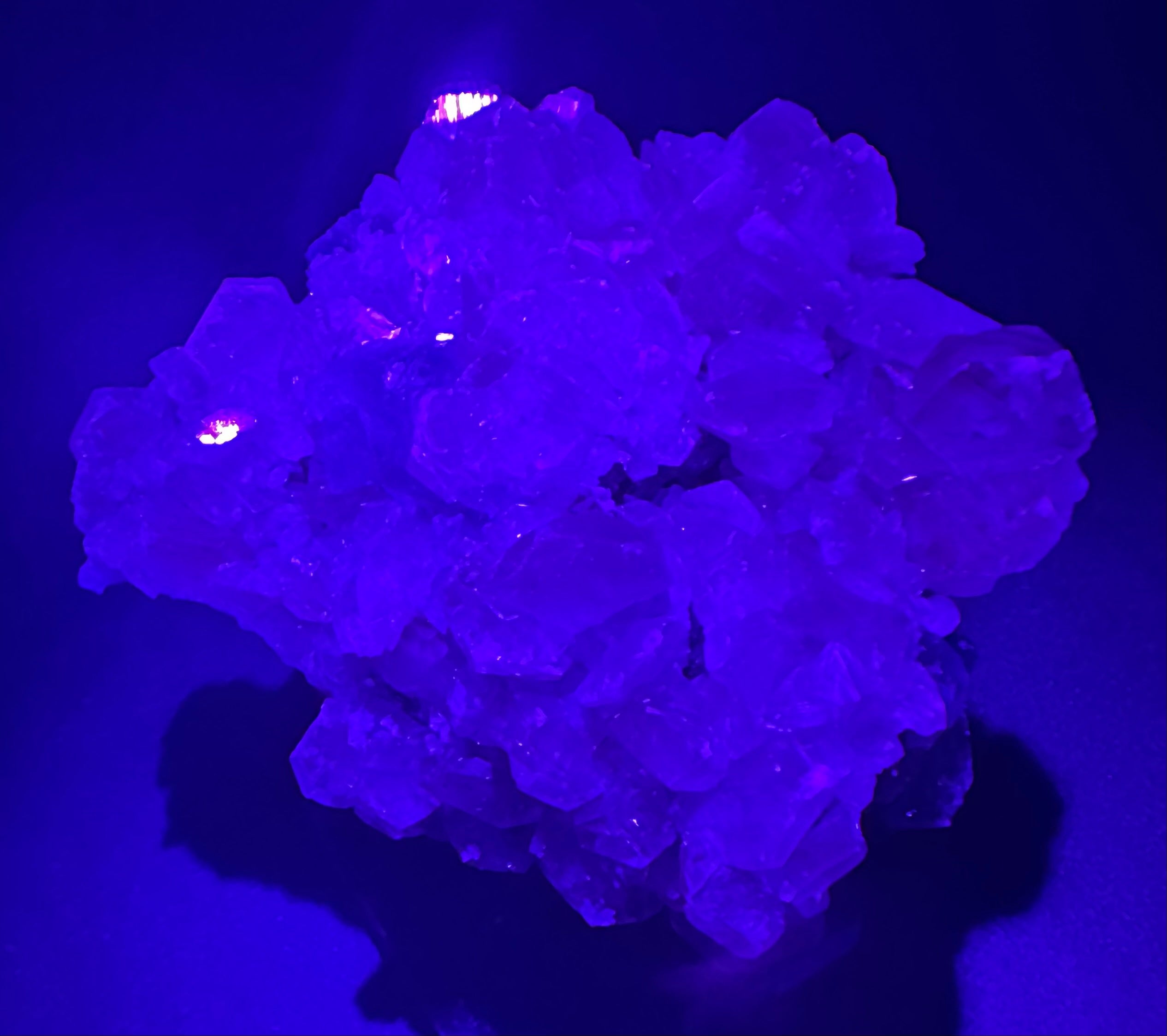 Benz Calcite on Blue & Green Fluorite, Xiang Hualing Mine, China