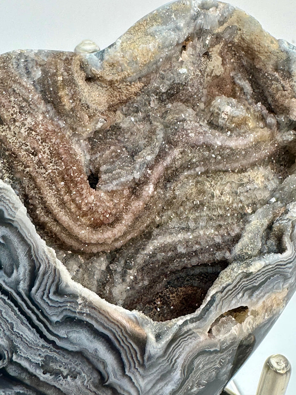 Dark Banded Agate Drusy Heart, Madagascar