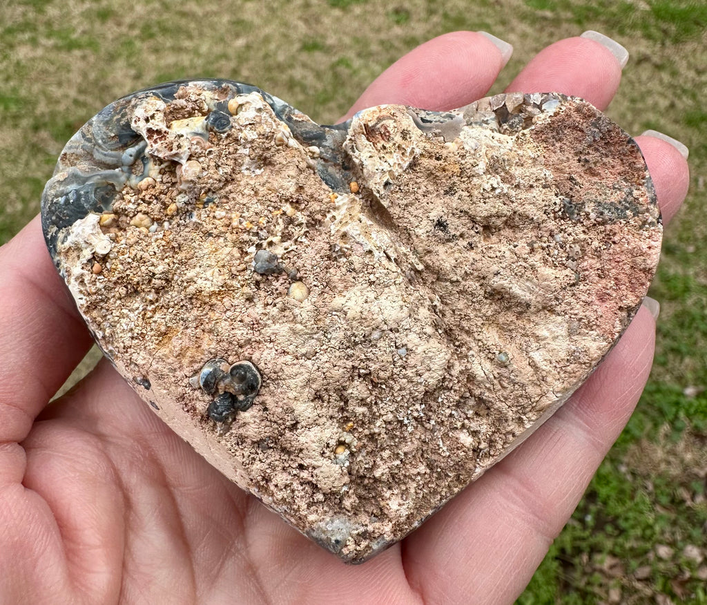 Dark Banded Agate Drusy Heart, Madagascar
