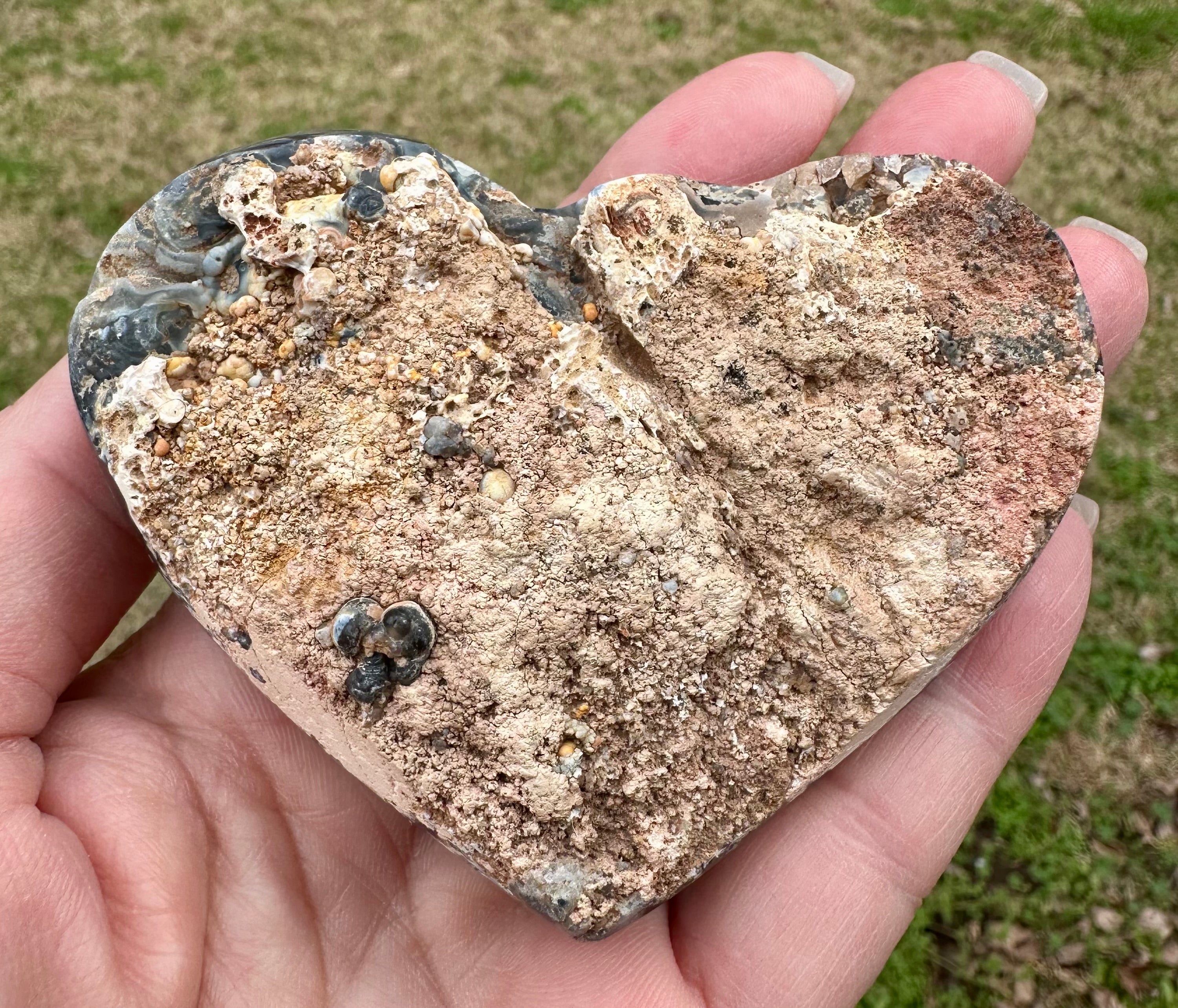 Dark Banded Agate Drusy Heart, Madagascar