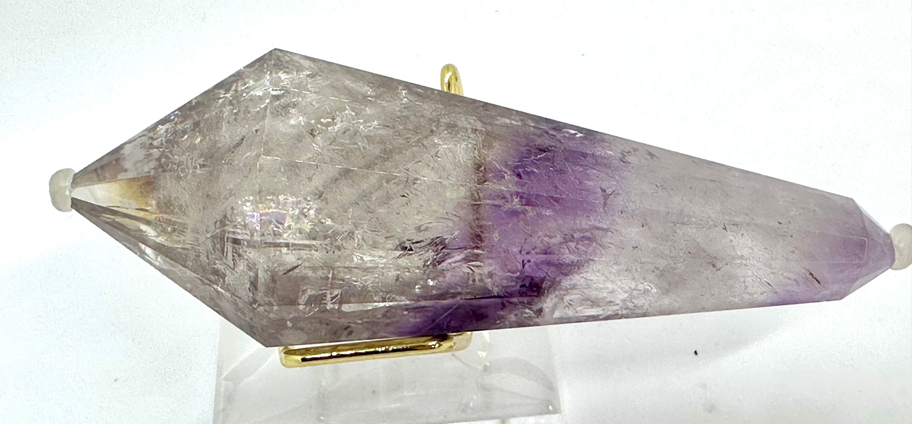 12-Sided Smoky Quartz Vogel Wand – Amethyst Phantom, Rainbows, Brazil
