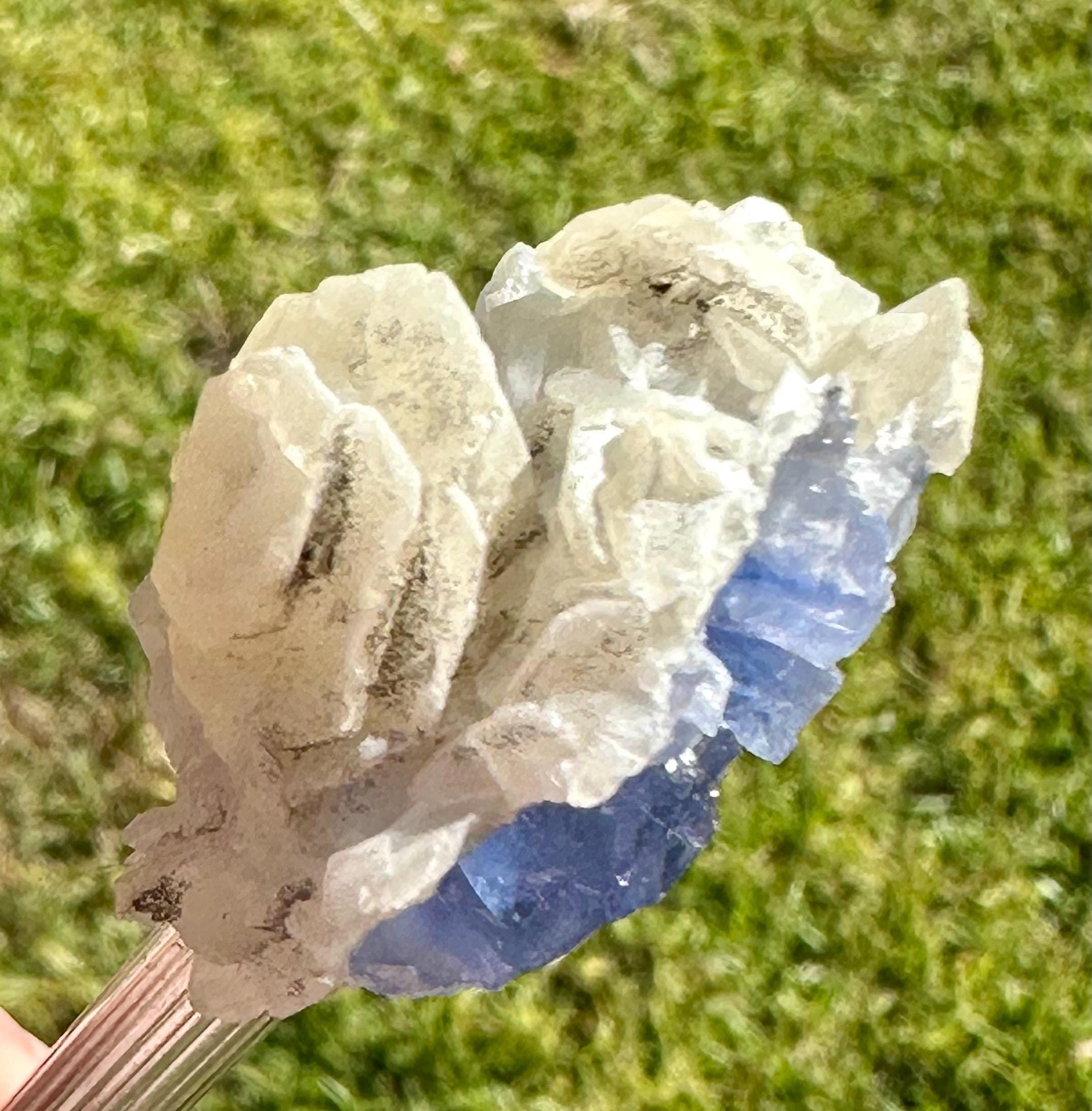 24 Grams HQ Collectors Choice Baby Blue Fluorite with Pagoda Calcite & Pyrite Dust from Fujian Province, China