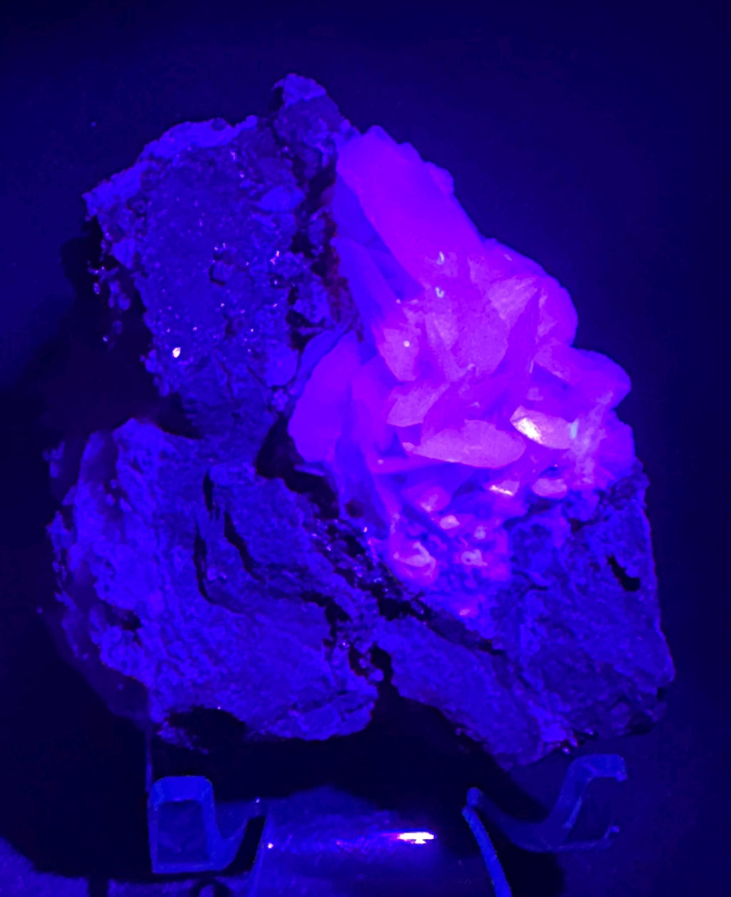 114 Grams Enchanted Earth Glow: Limonite over Gibbsite Matrix with UV Reactive Pink Calcite – A Rarity from Greece