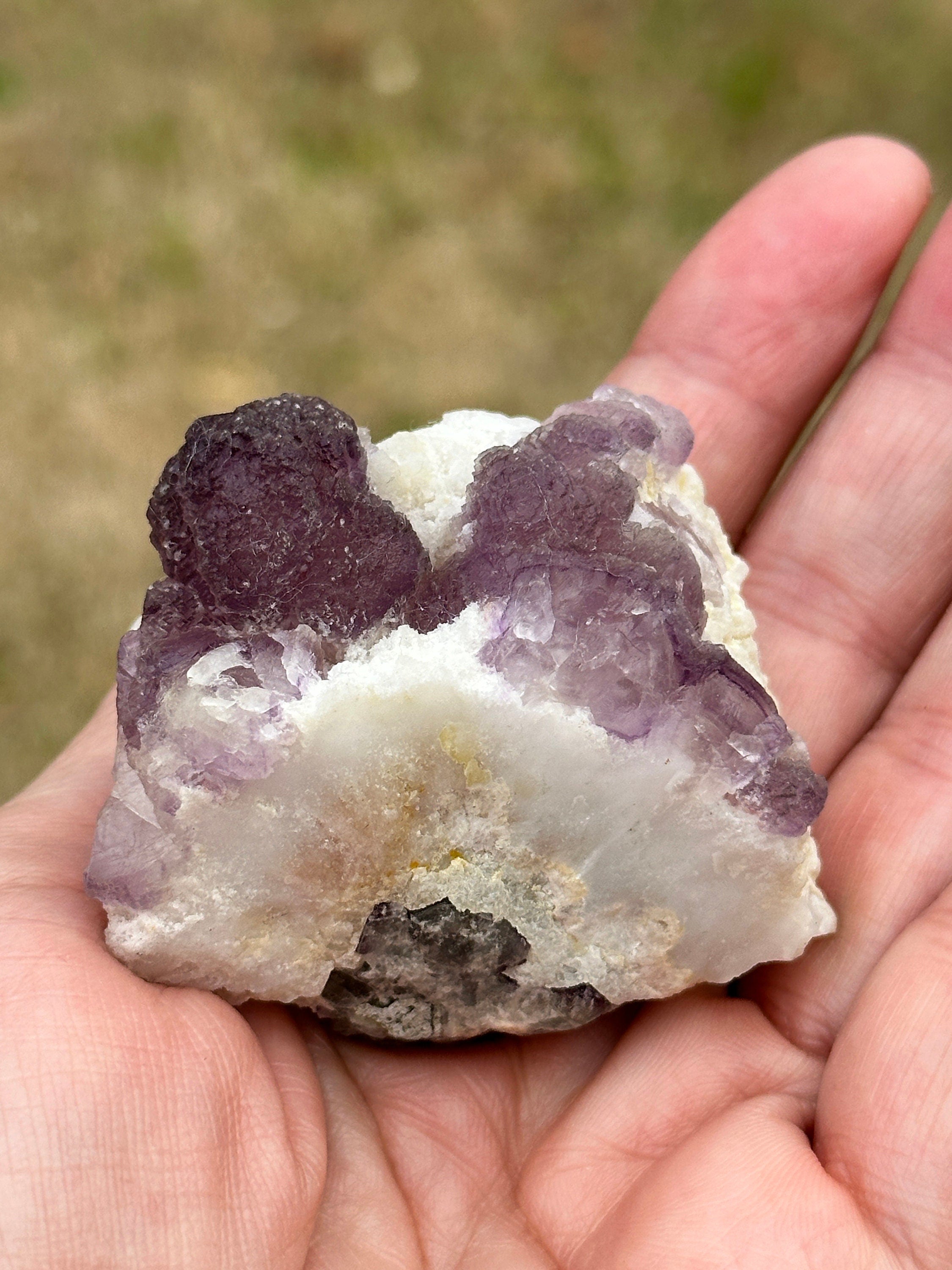 Rare Chamfered Purple Fluorite or Permutahedron Fluorite Specimens in a Quartizide Matrix